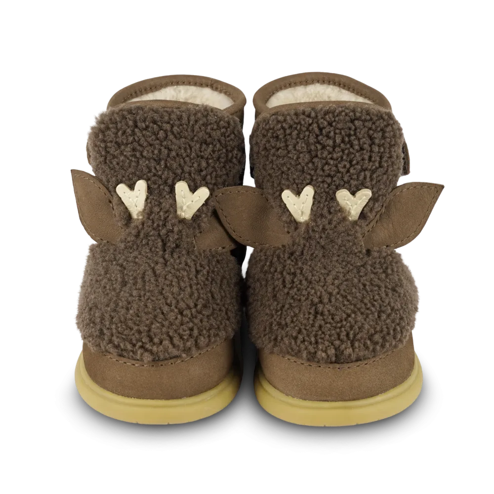 Roumi Shoes | Stag | Hazelnut Curly Faux Fur