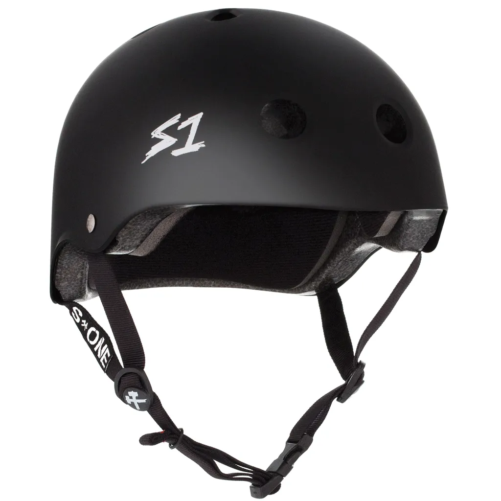 S1 Lifer Skate Helmet Black Matte Black Straps - Small