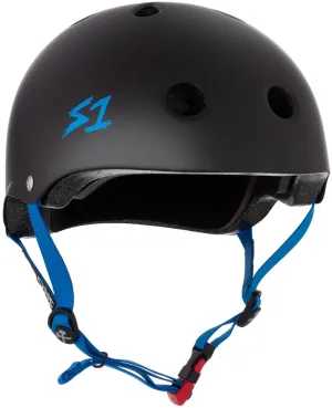 S1 Mini Lifer Helmet - Black Matte/Cyan Straps