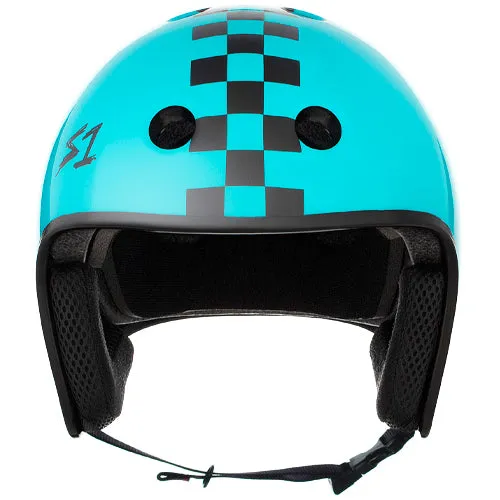 S1 Retro Helmet Lagoon Gloss Checkers