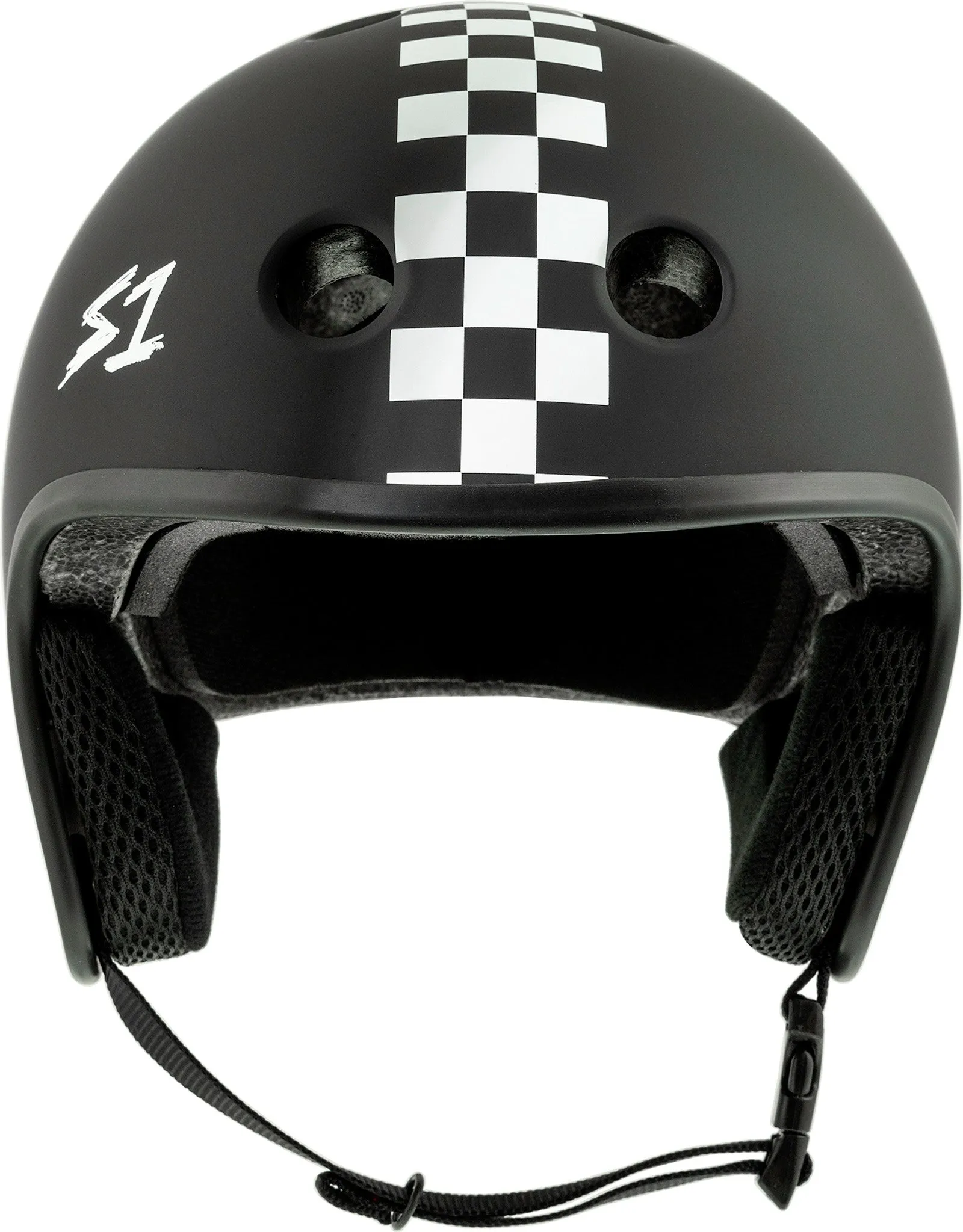 S1 Retro Lifer Helmet - Black Matte/White Checkers