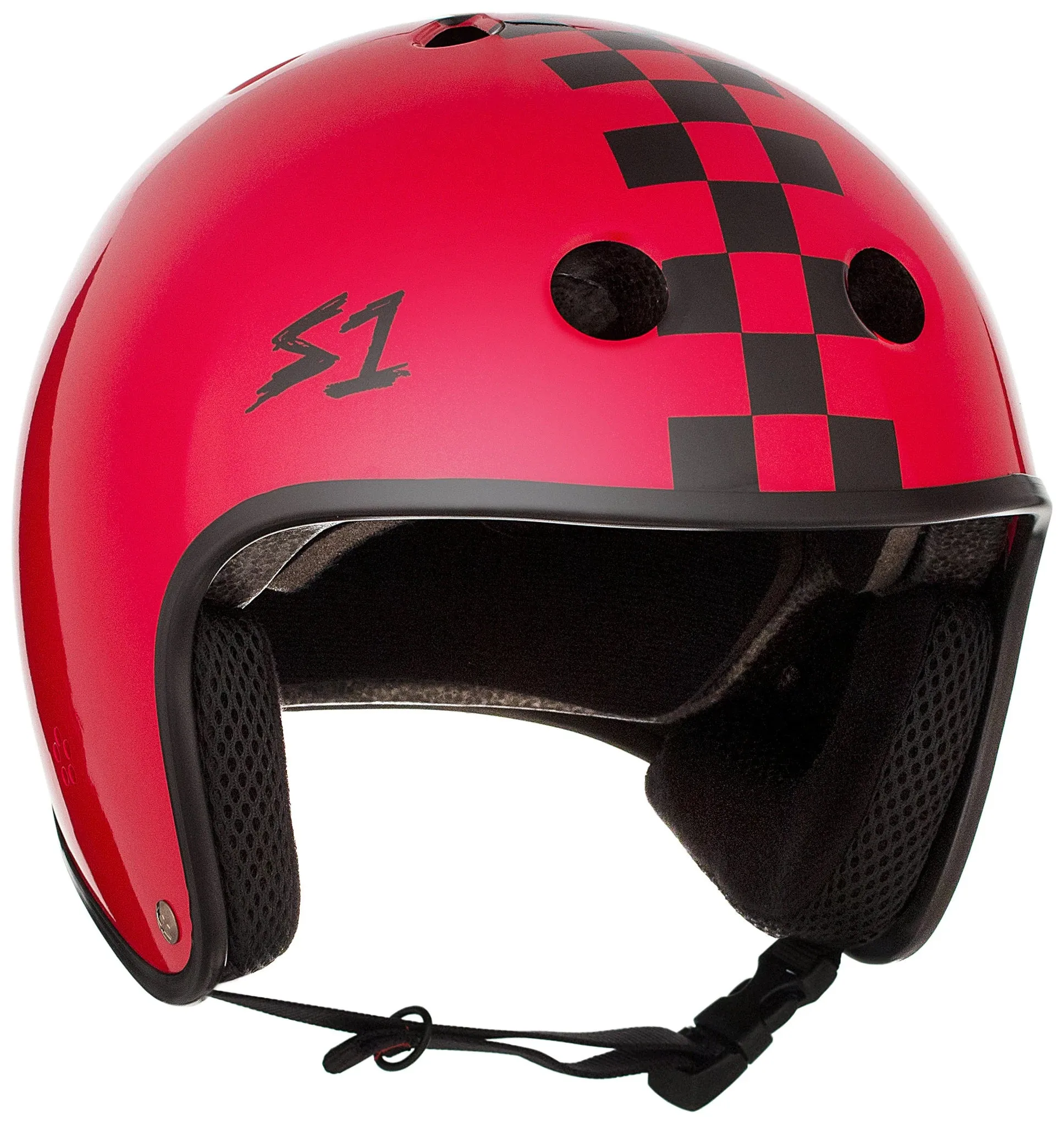 S1 Retro Lifer Helmet - Red Gloss/Checkers