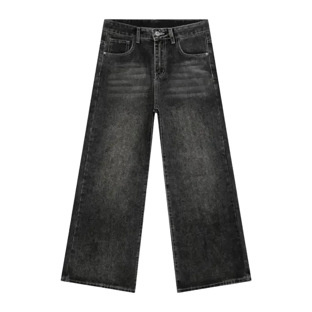 Sanded mid-waist men's jeans