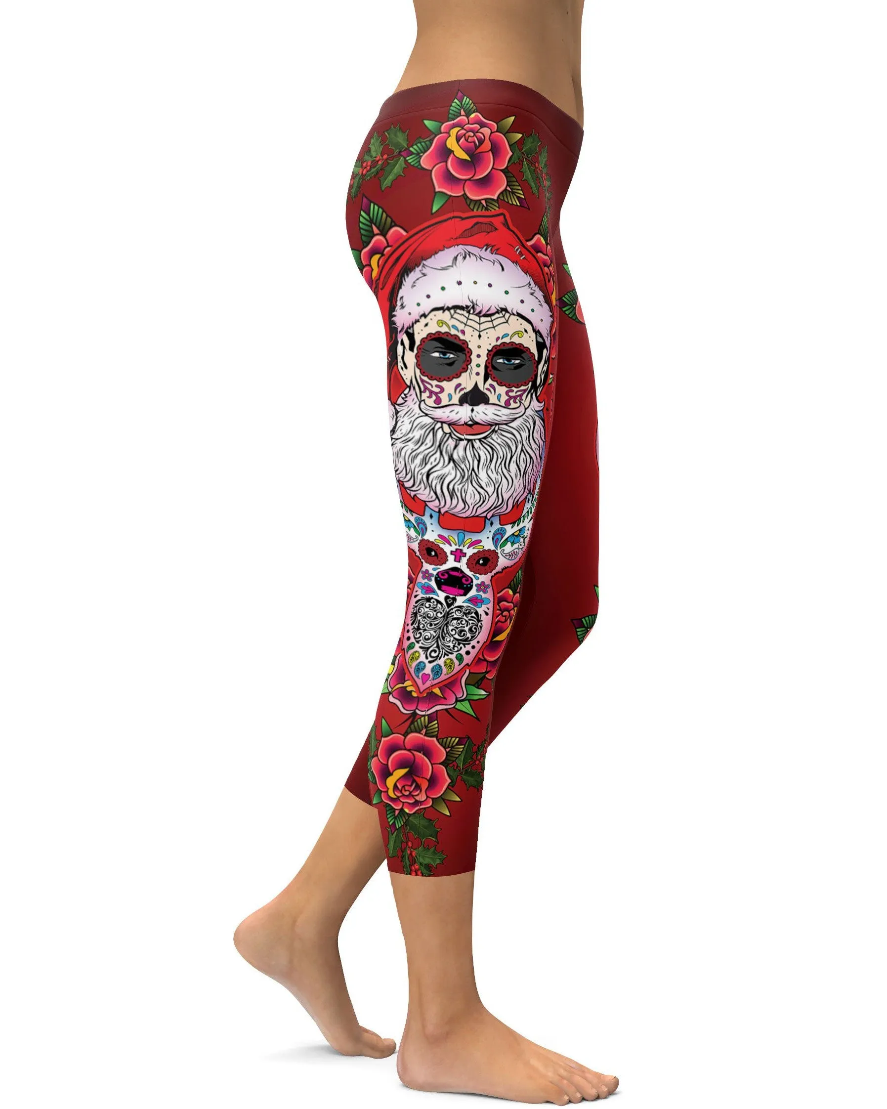 Santa & Rudolph Sugar Skull Capris