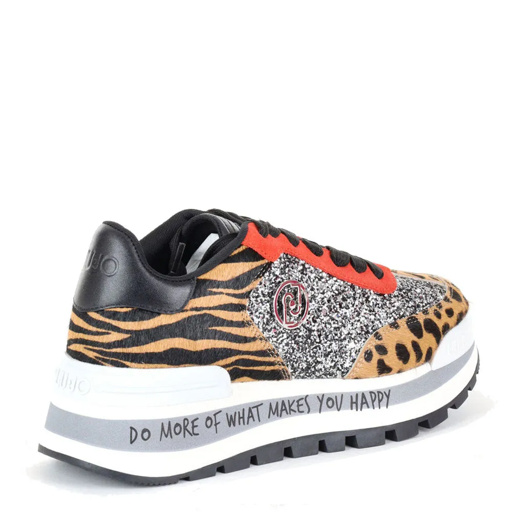 Scarpe Donna LIU JO Sneakers Amazing 02 Animalier colore Caramel Black