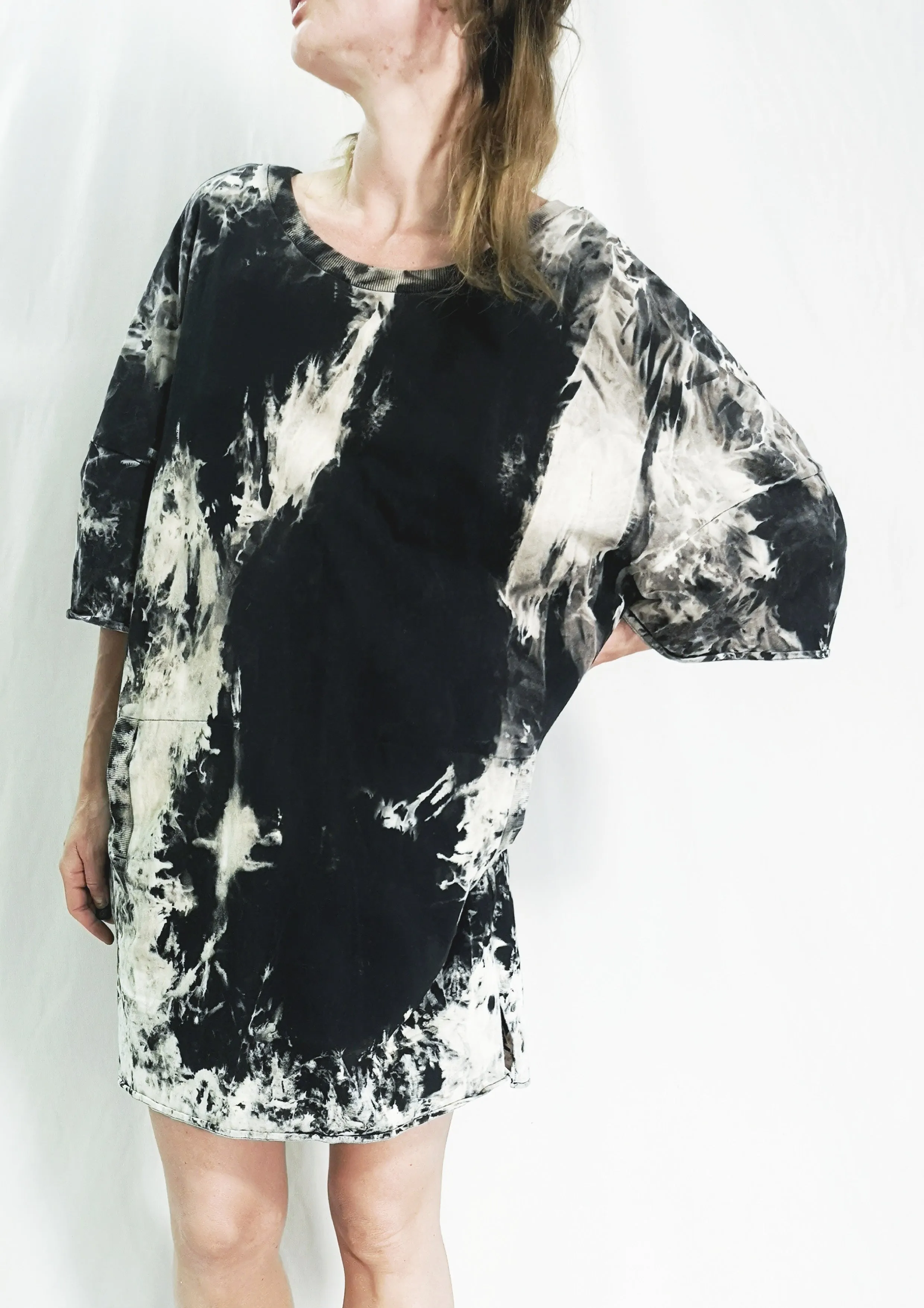 SHIRT DRESS - black / white