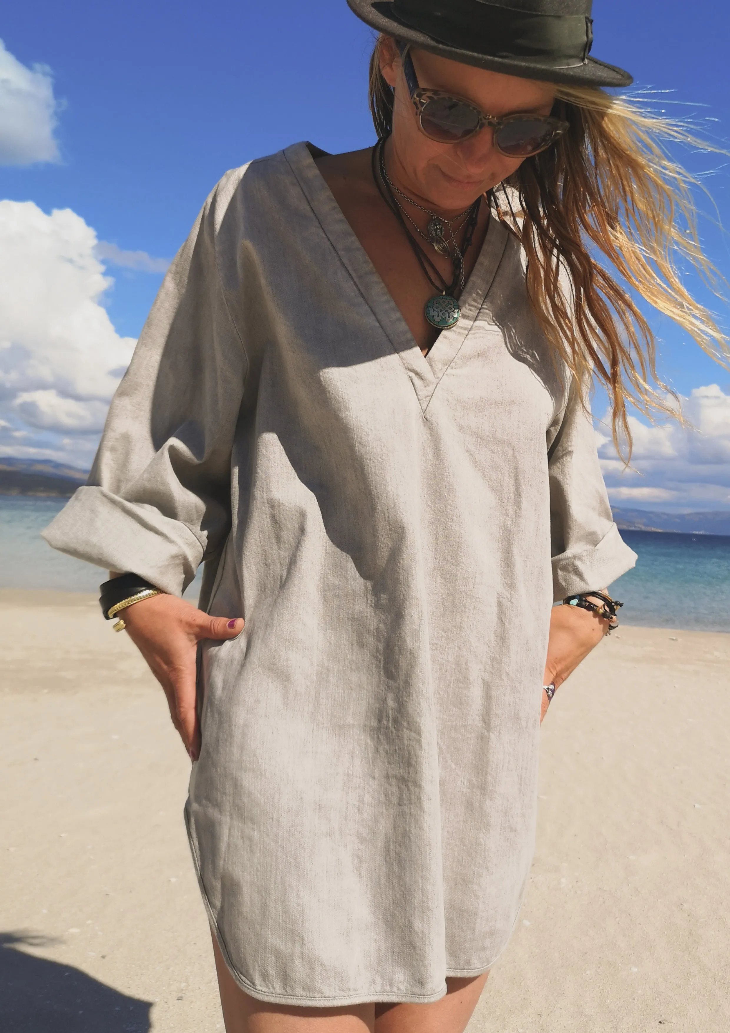 SHIRT/DRESS - DENIM light grey washed