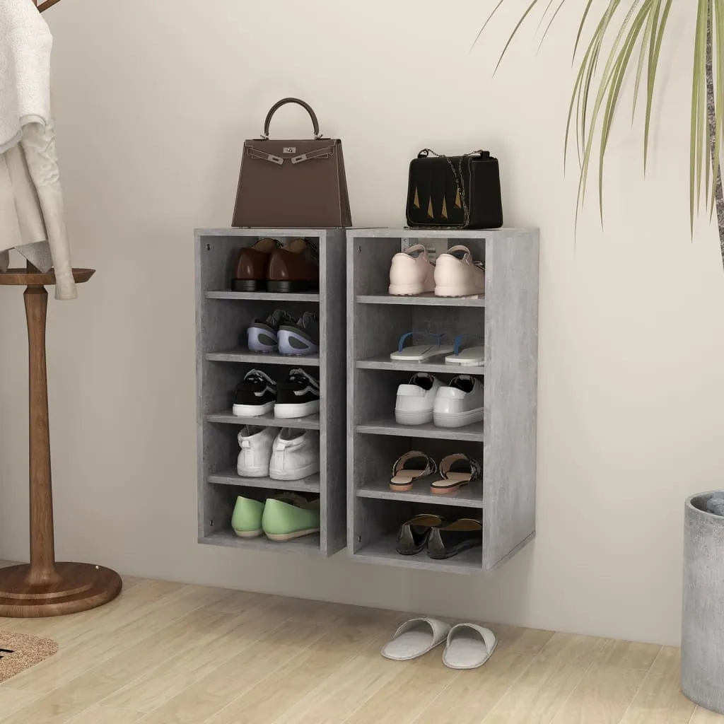 Shoe Cabinets 2 pcs Concrete Grey 31.5x35x70 cm Engineered Wood