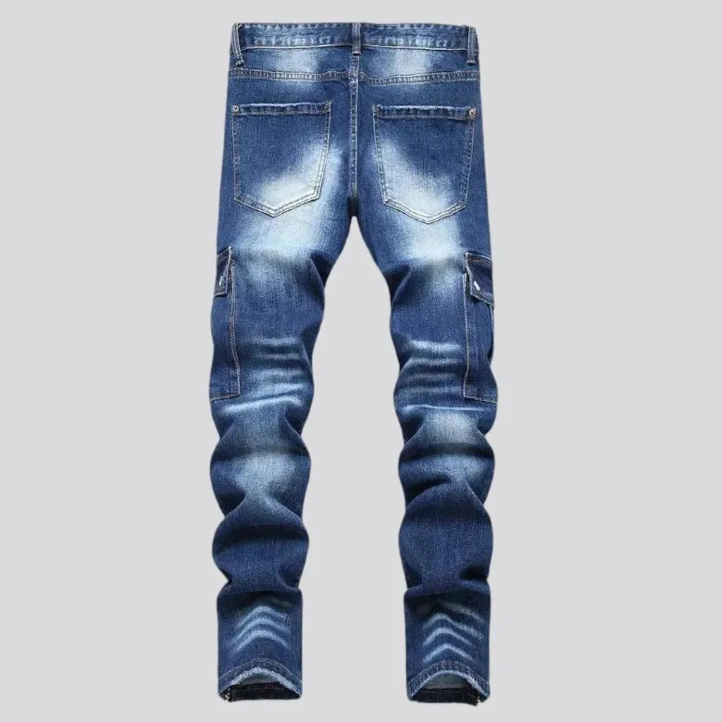 Skinny fit with cargo pockets men's jeans