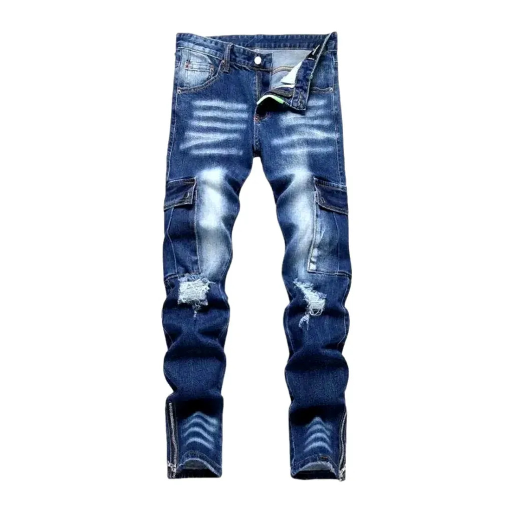 Skinny fit with cargo pockets men's jeans