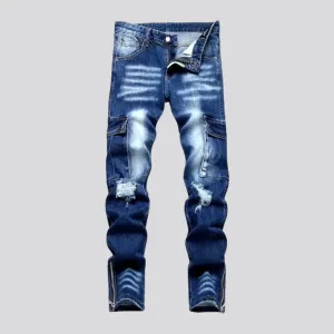 Skinny fit with cargo pockets men's jeans