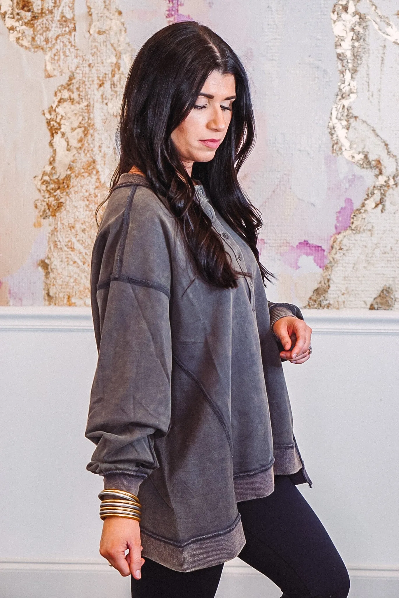 Stellar Weekend Washed Charcoal Pullover