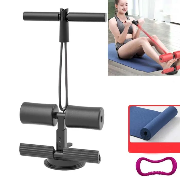 Suction-cup Abdominal Curler Sit-up Aid Household Waistcoat Line, Style:Drawstring   Yoga Mat(Black)