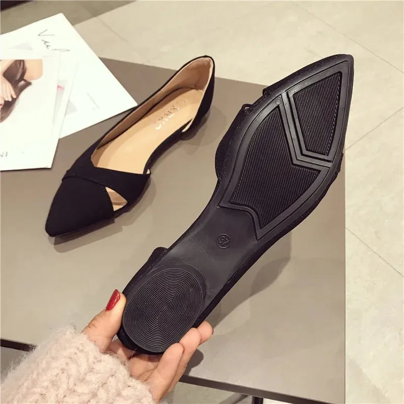 Suede Leather Office Shoe Women Flats Ladies Fashion Light Flat Shoes