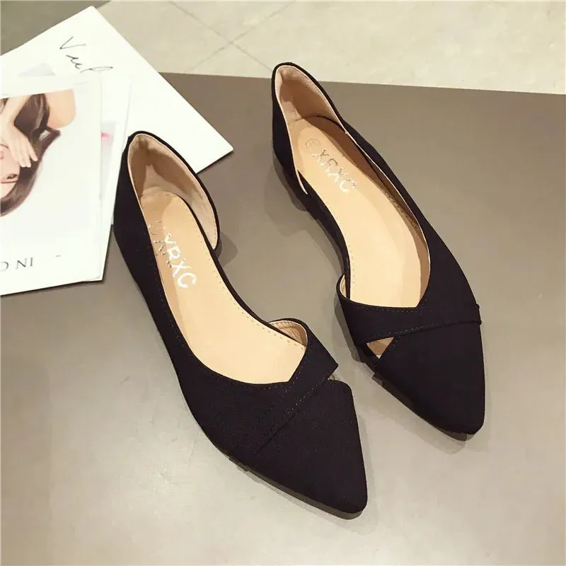 Suede Leather Office Shoe Women Flats Ladies Fashion Light Flat Shoes