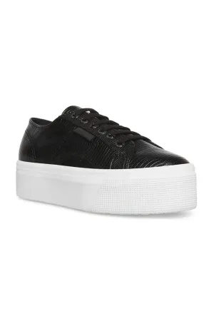 Superga 2790 Faux Lizard Sneaker In Black/White