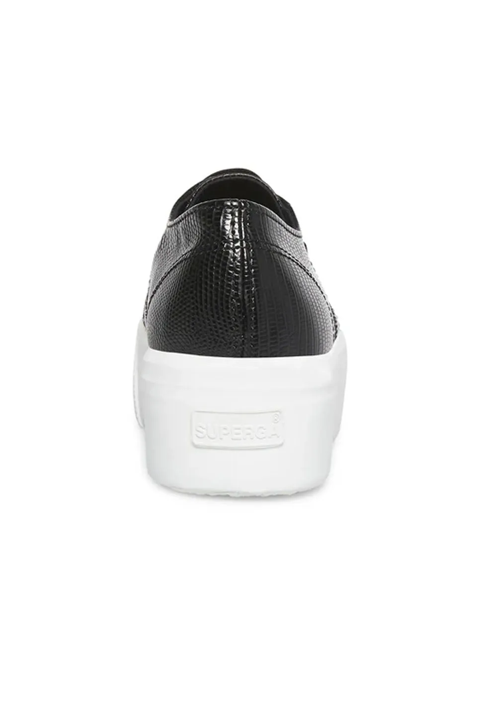 Superga 2790 Faux Lizard Sneaker In Black/White