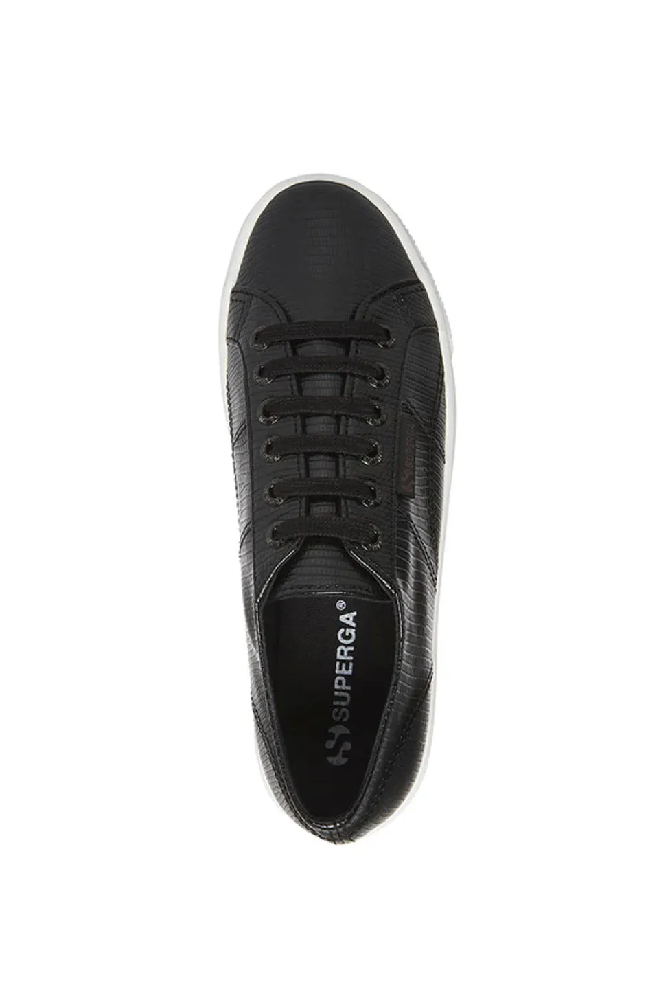 Superga 2790 Faux Lizard Sneaker In Black/White