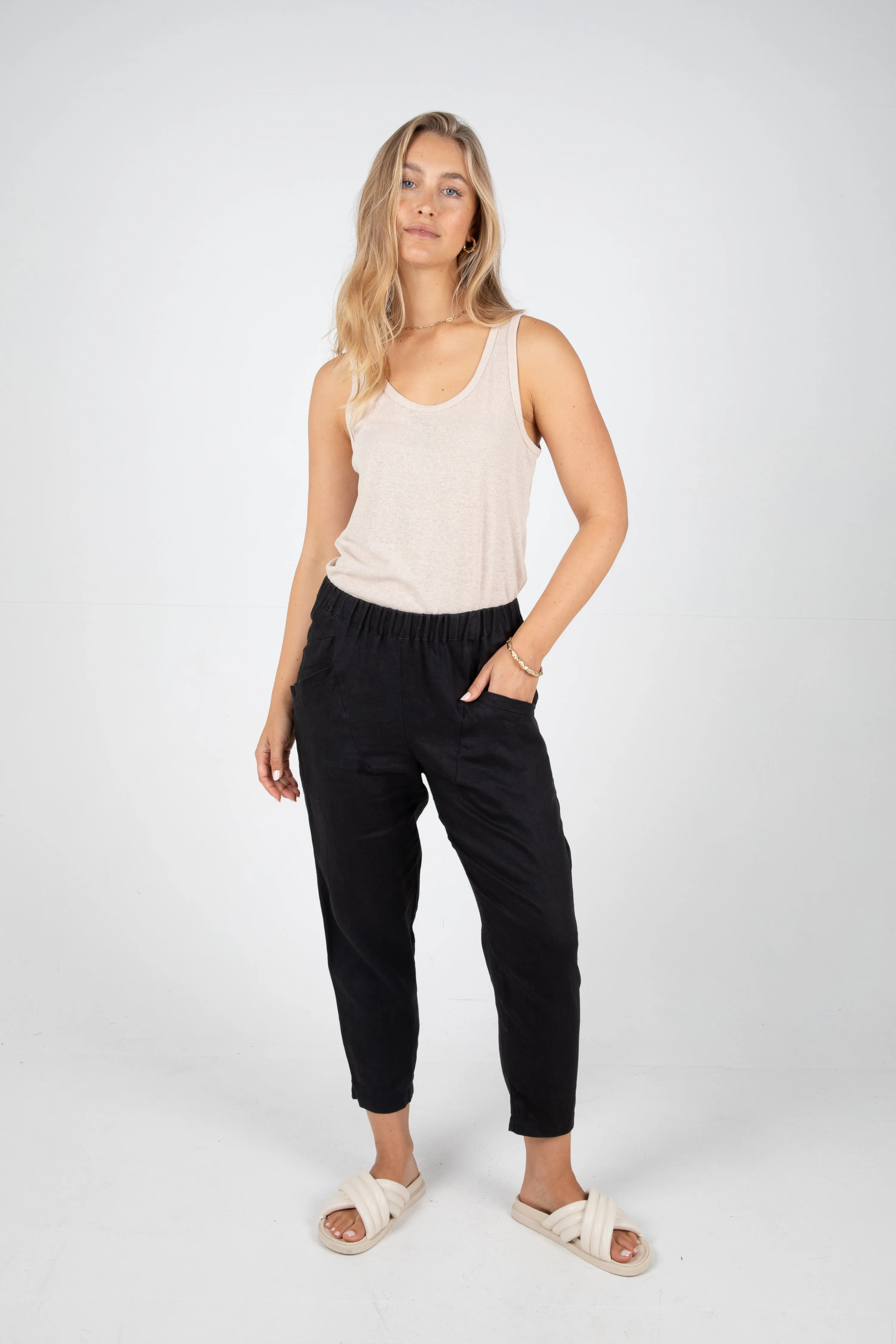 SUTTON HEMP PANT - BLACK