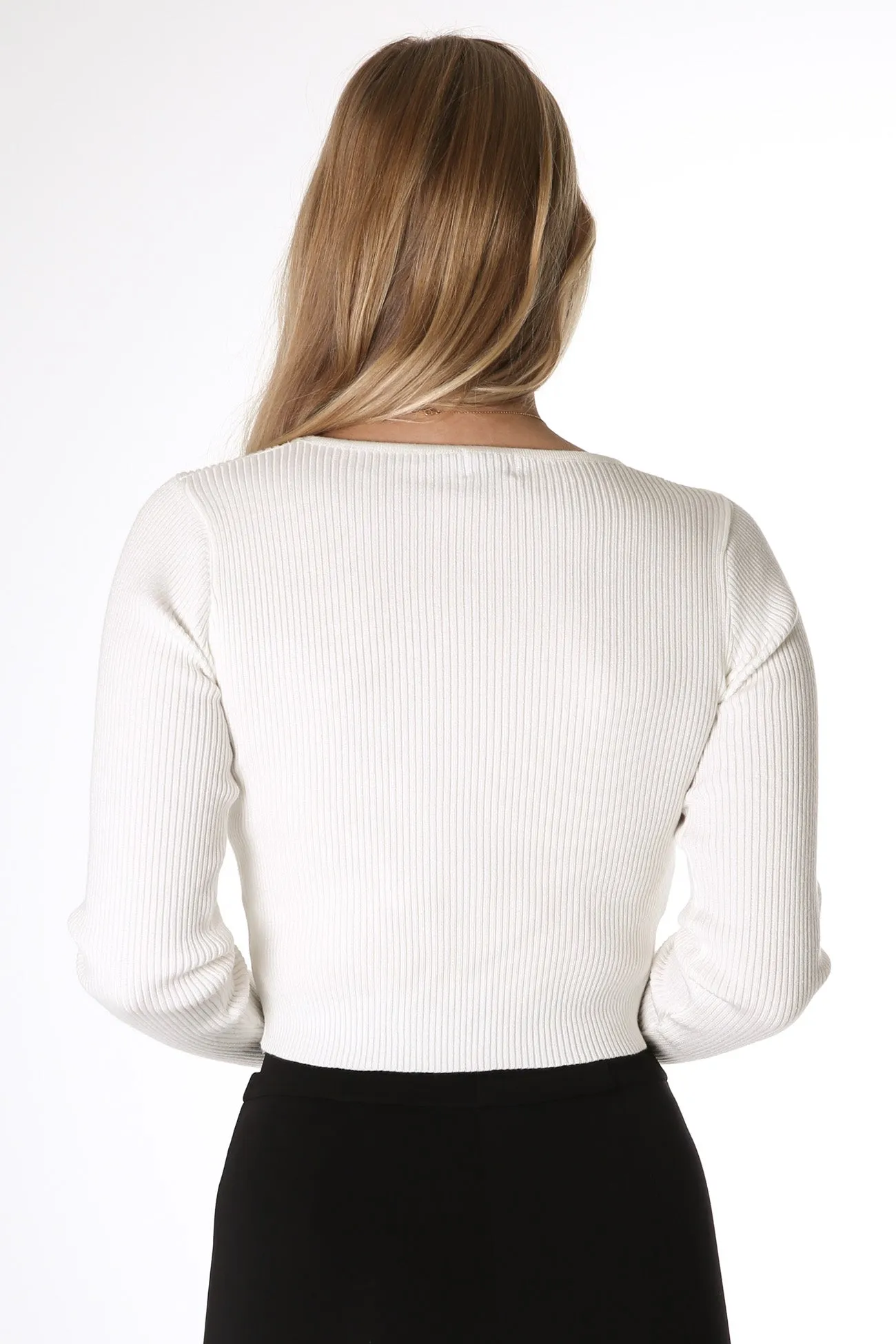 Tahan Ribbed Long Sleeve Top White