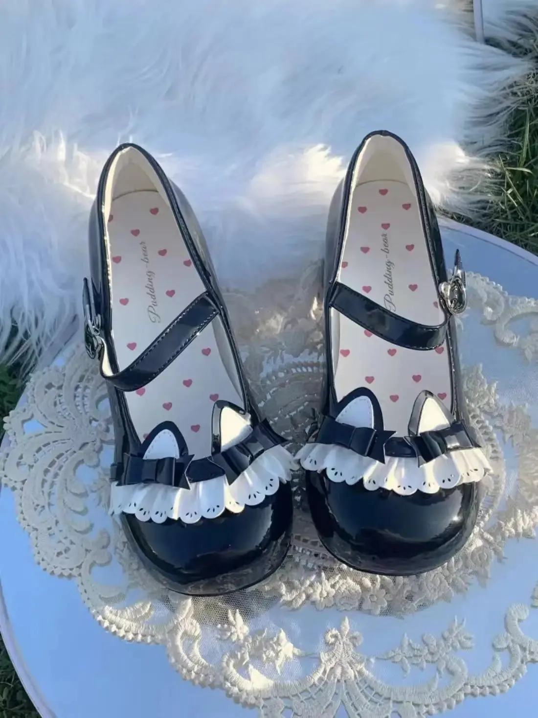 TAVIMART  -  Cat Story Lolita Cute Bow Middle Heel Round Head Luo Shoes Japanese Sweet Girl Tea Party Single Shoes