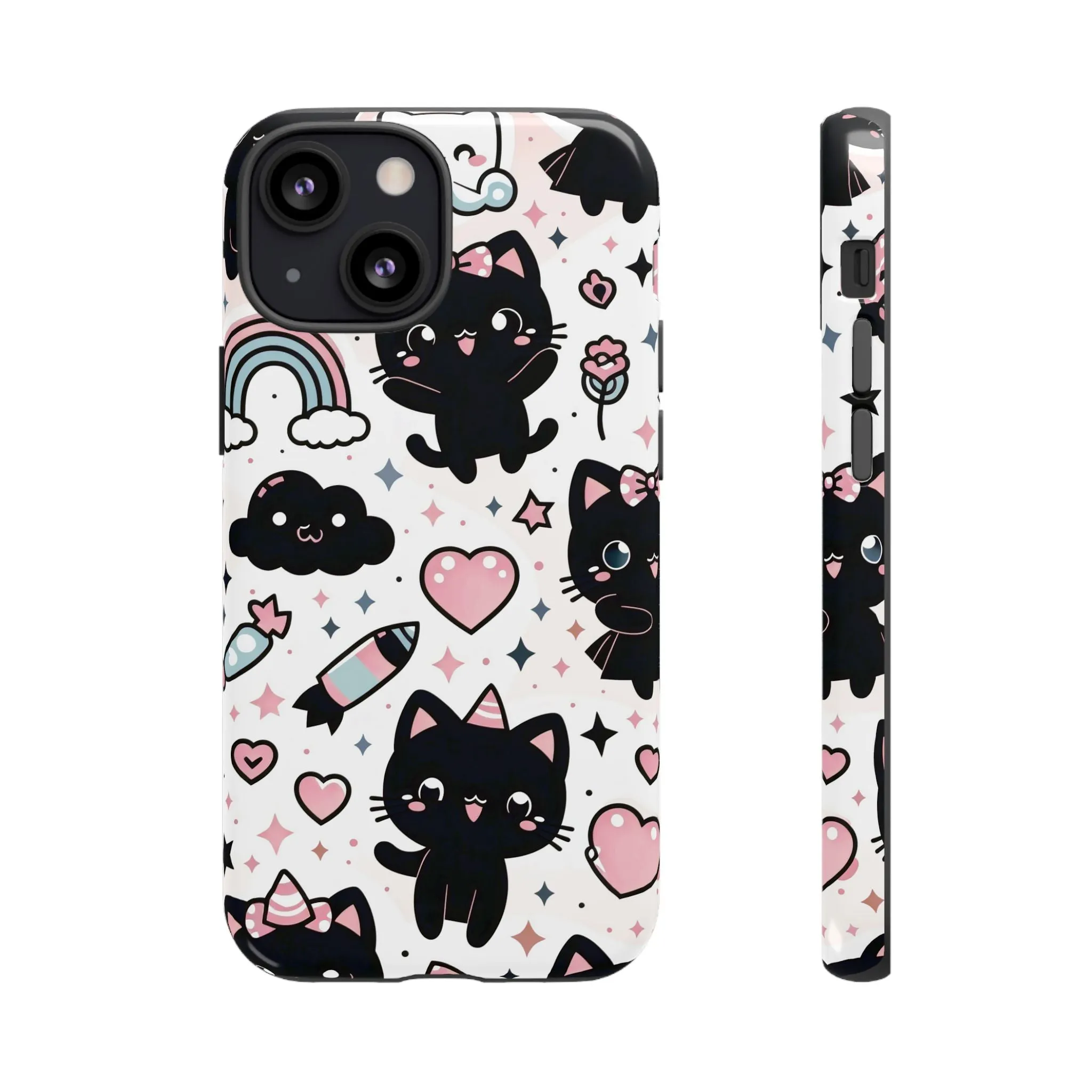 The Ultimate Kawaii Cell Phone Case: Spoil your phone with a pink background and black cats...because why not?