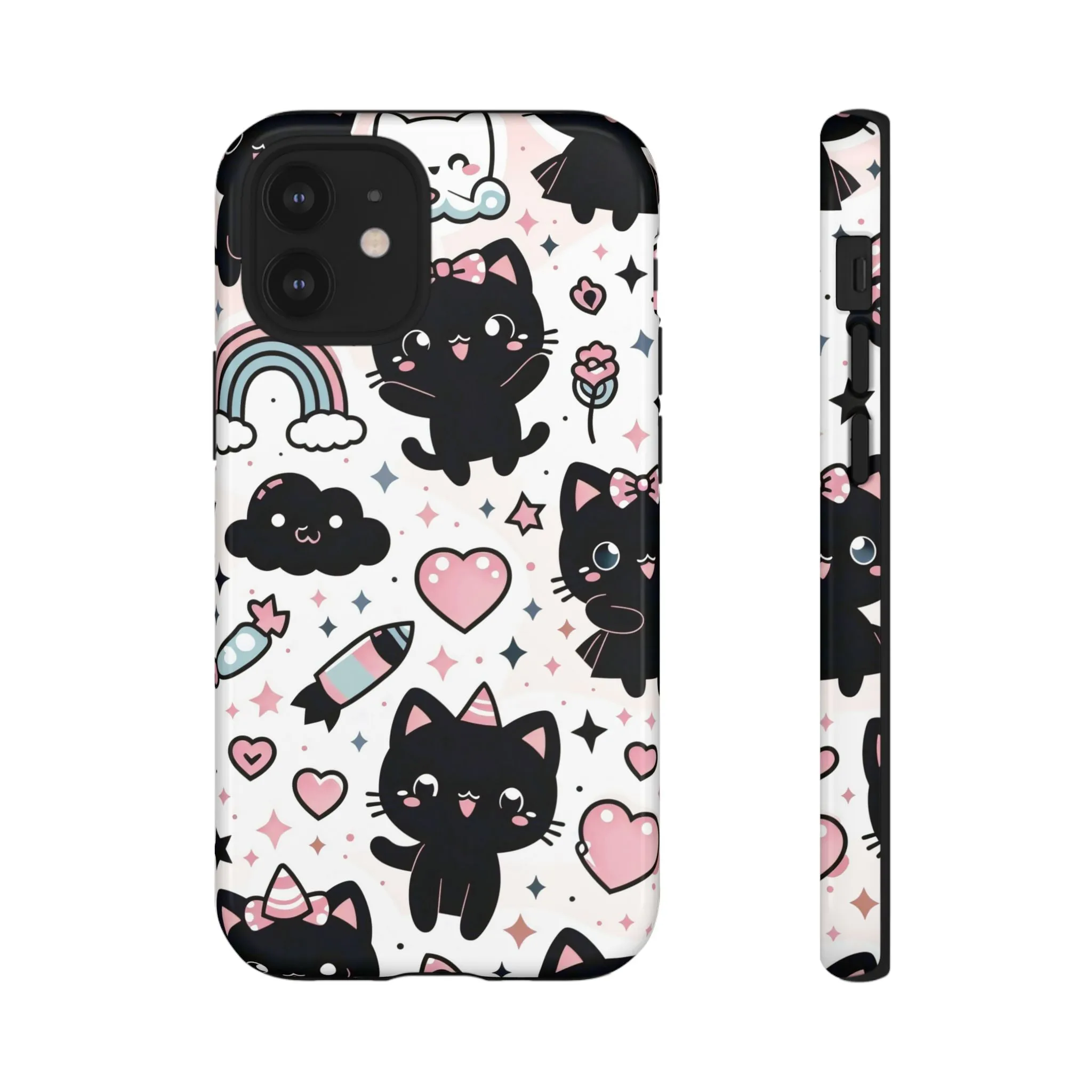 The Ultimate Kawaii Cell Phone Case: Spoil your phone with a pink background and black cats...because why not?