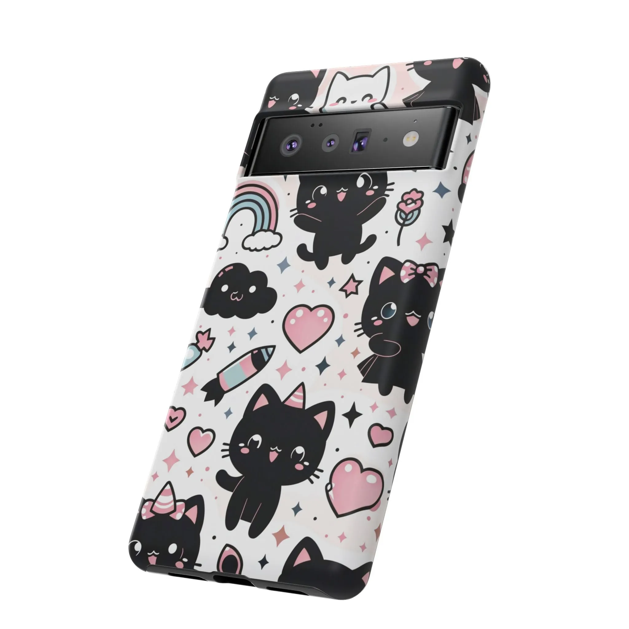 The Ultimate Kawaii Cell Phone Case: Spoil your phone with a pink background and black cats...because why not?