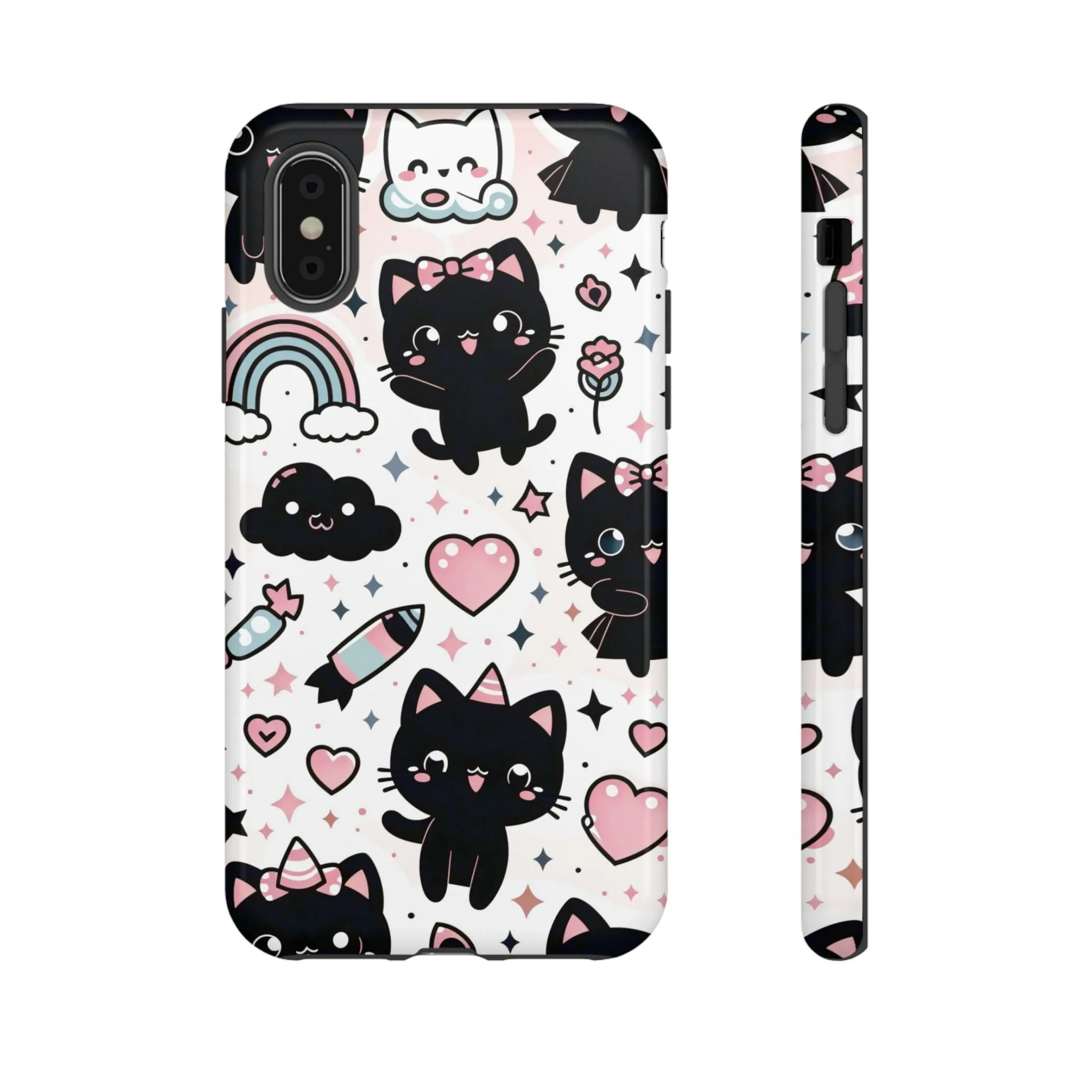 The Ultimate Kawaii Cell Phone Case: Spoil your phone with a pink background and black cats...because why not?