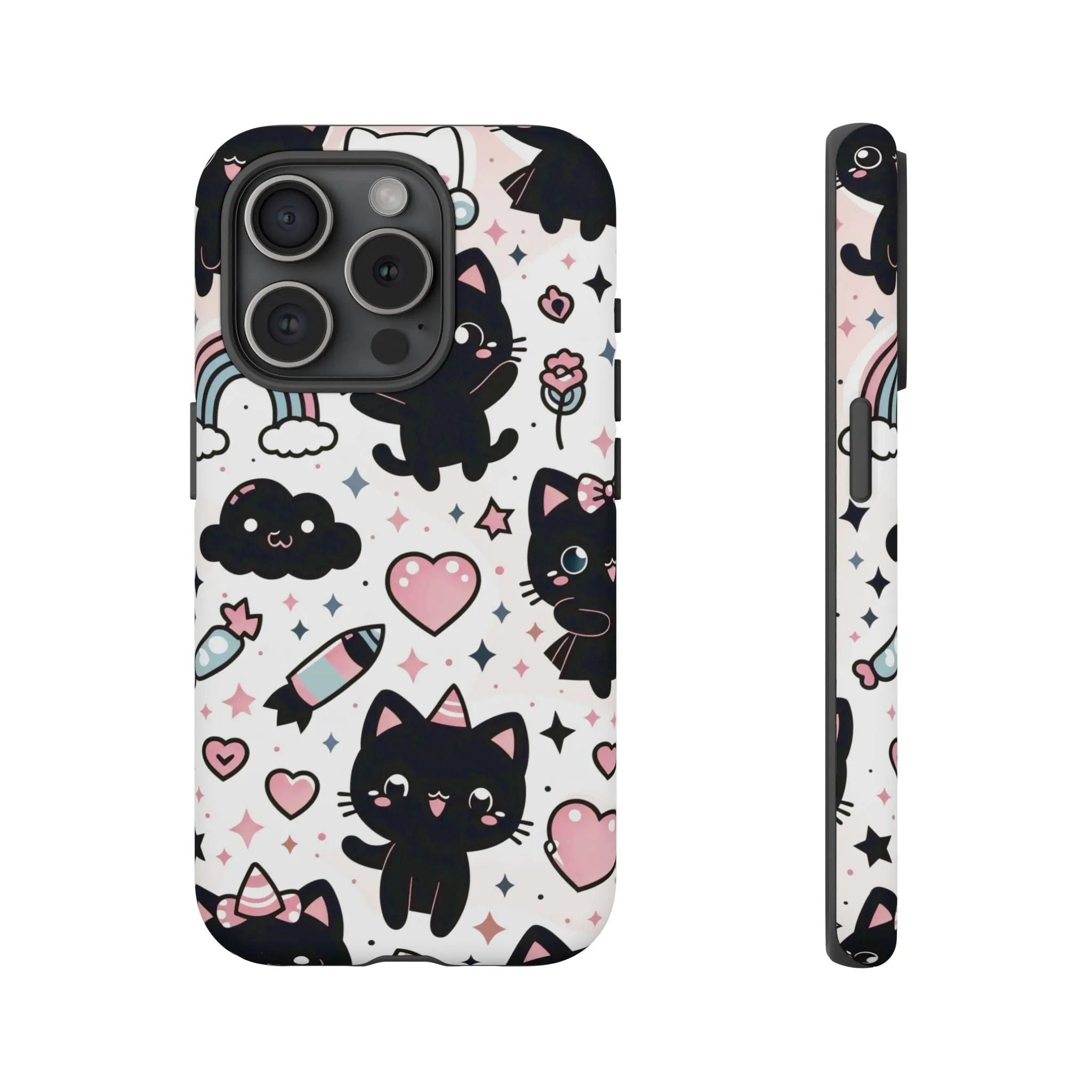 The Ultimate Kawaii Cell Phone Case: Spoil your phone with a pink background and black cats...because why not?