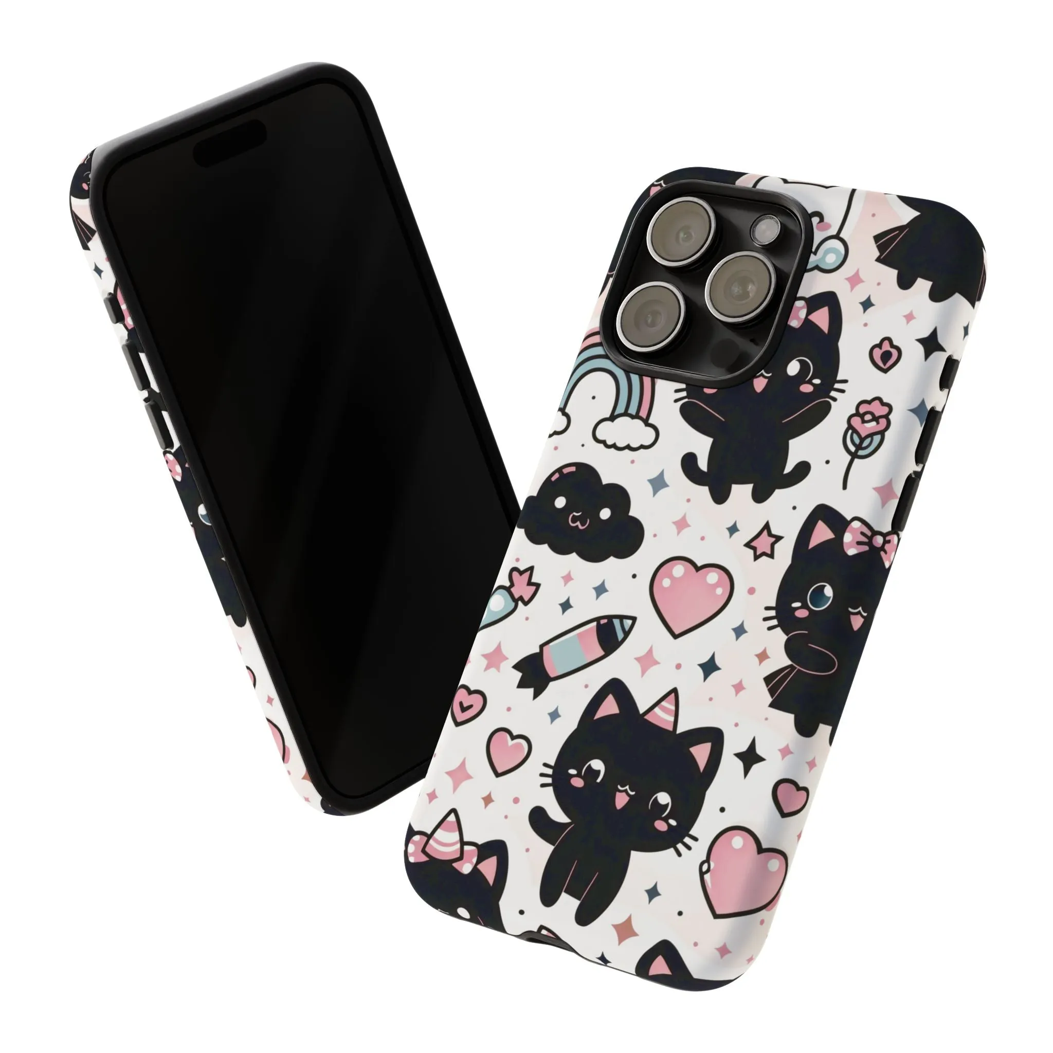 The Ultimate Kawaii Cell Phone Case: Spoil your phone with a pink background and black cats...because why not?