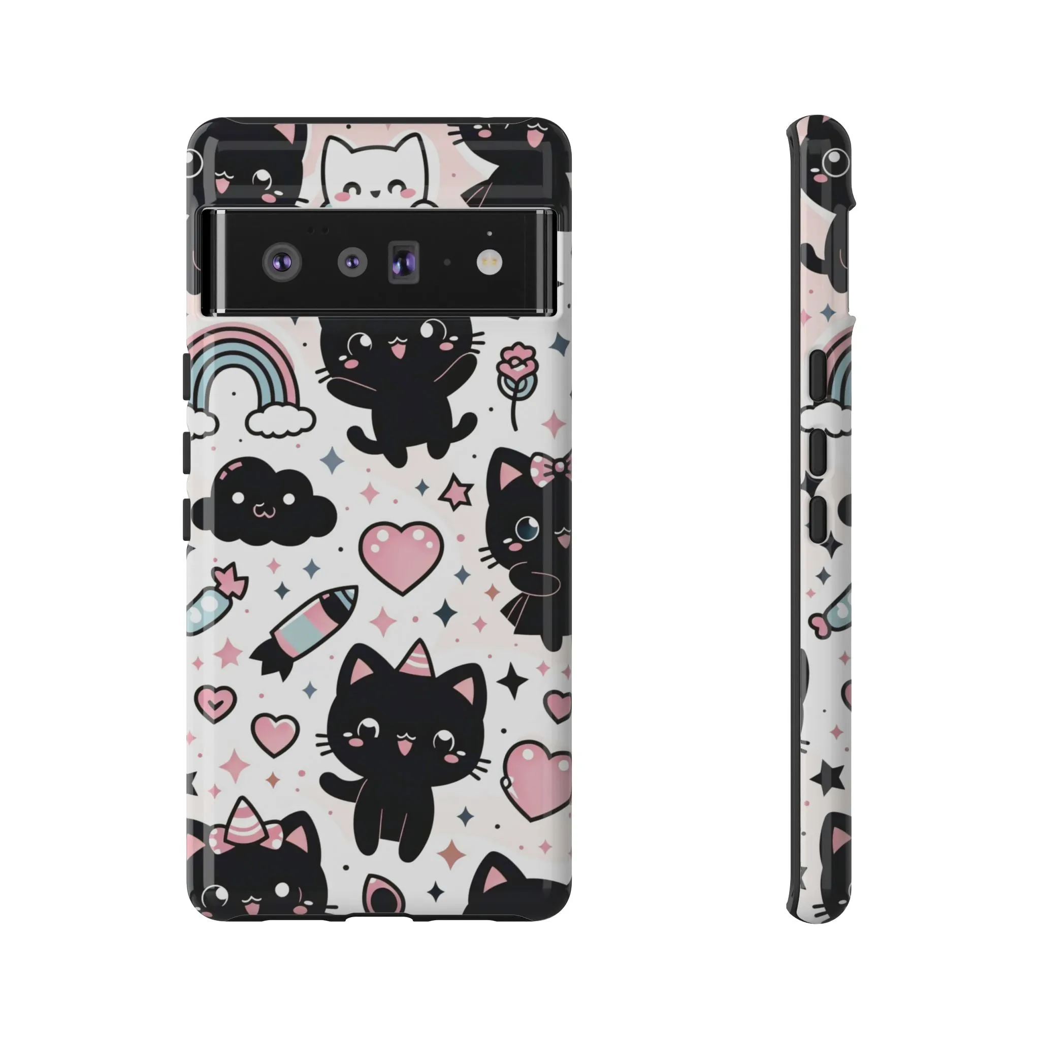 The Ultimate Kawaii Cell Phone Case: Spoil your phone with a pink background and black cats...because why not?