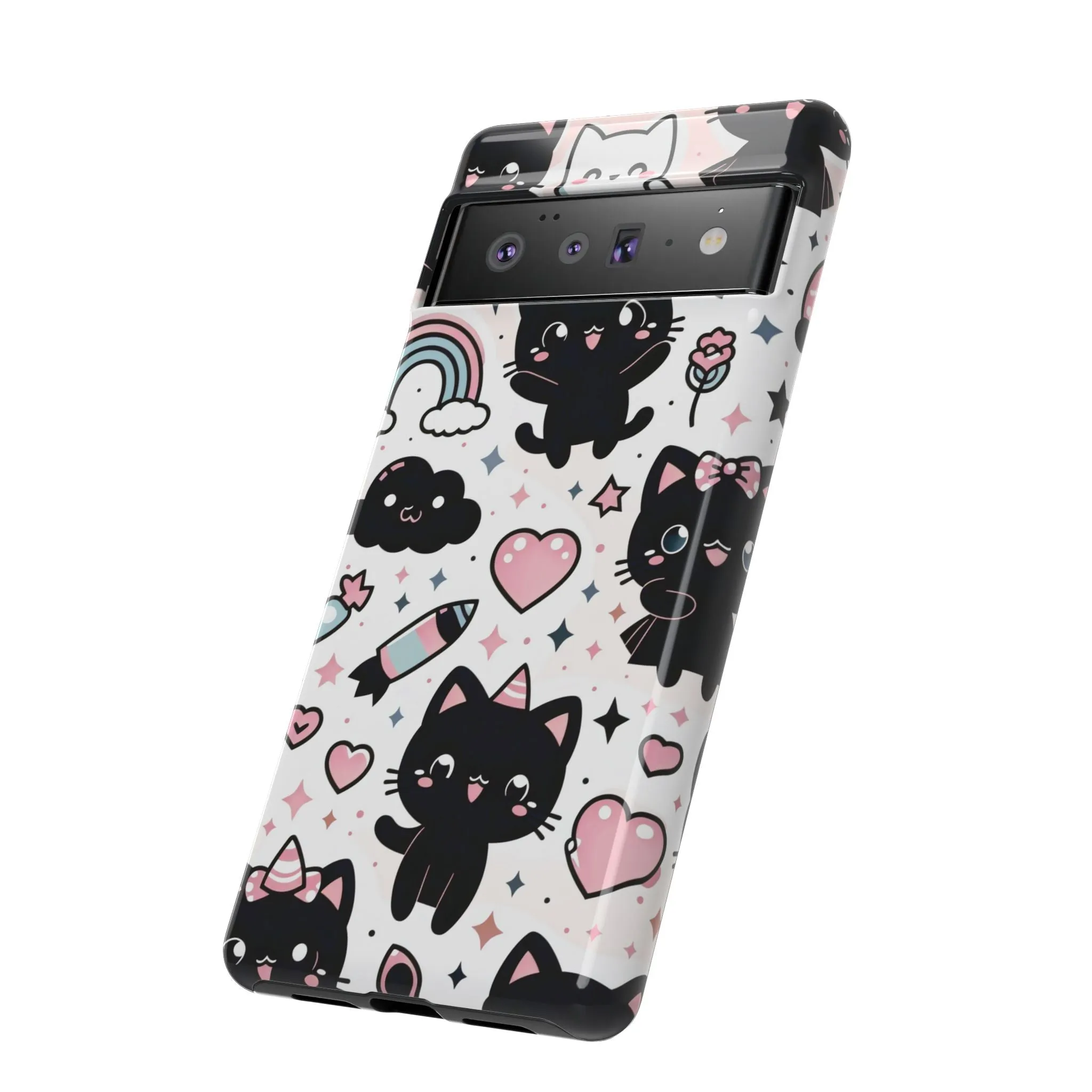 The Ultimate Kawaii Cell Phone Case: Spoil your phone with a pink background and black cats...because why not?