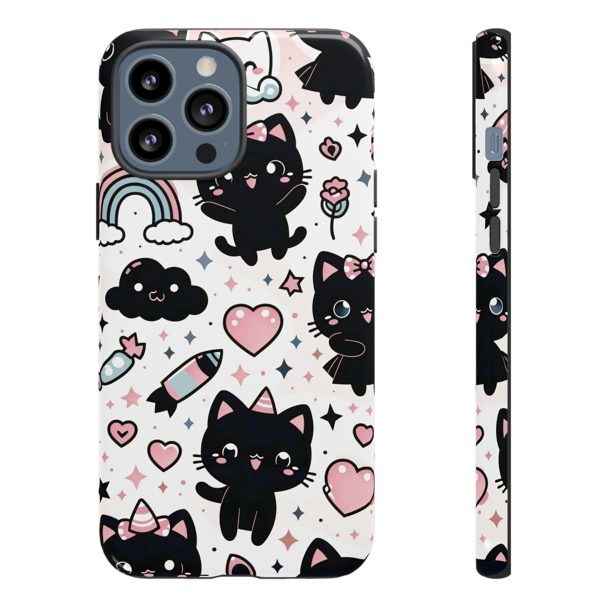 The Ultimate Kawaii Cell Phone Case: Spoil your phone with a pink background and black cats...because why not?