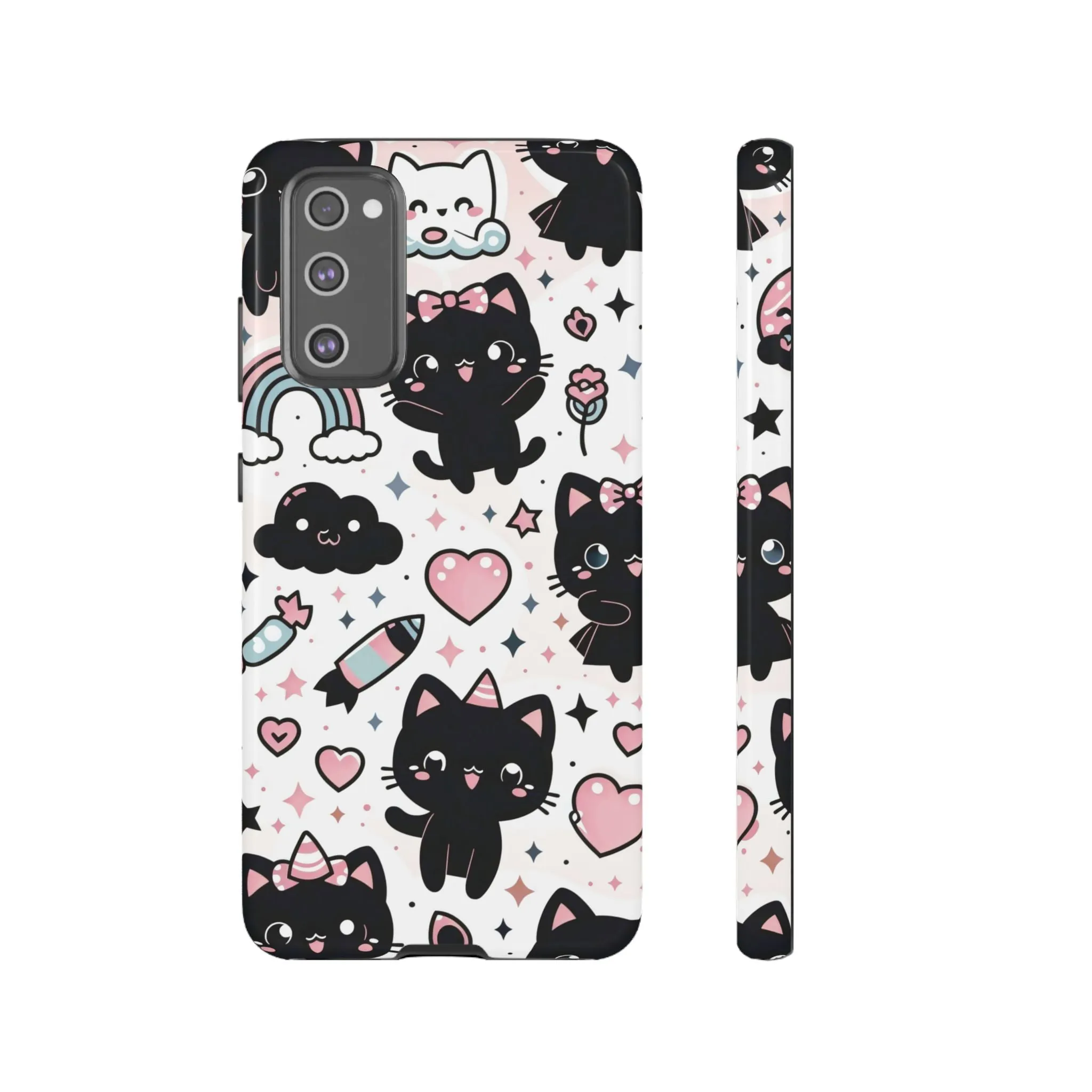 The Ultimate Kawaii Cell Phone Case: Spoil your phone with a pink background and black cats...because why not?