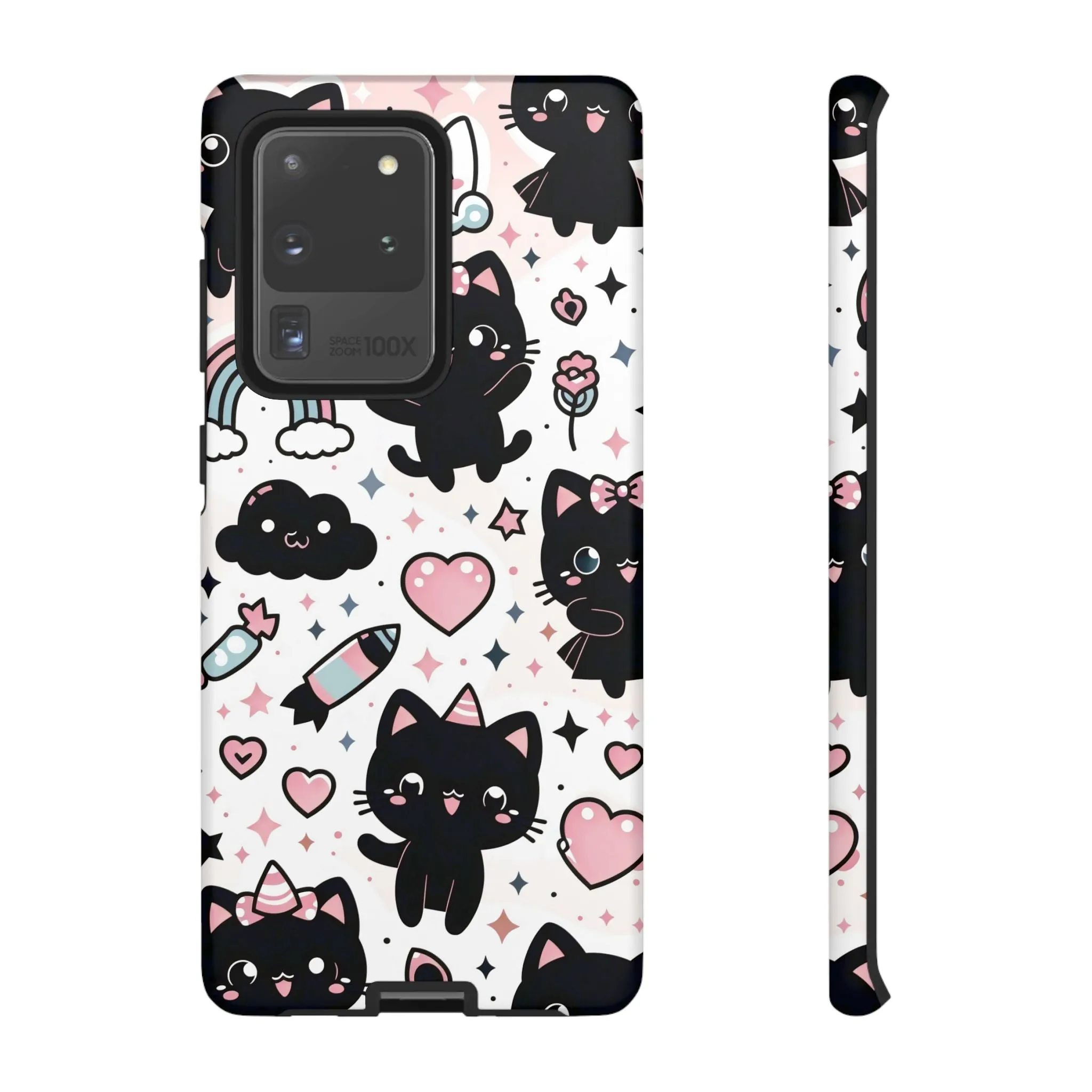 The Ultimate Kawaii Cell Phone Case: Spoil your phone with a pink background and black cats...because why not?