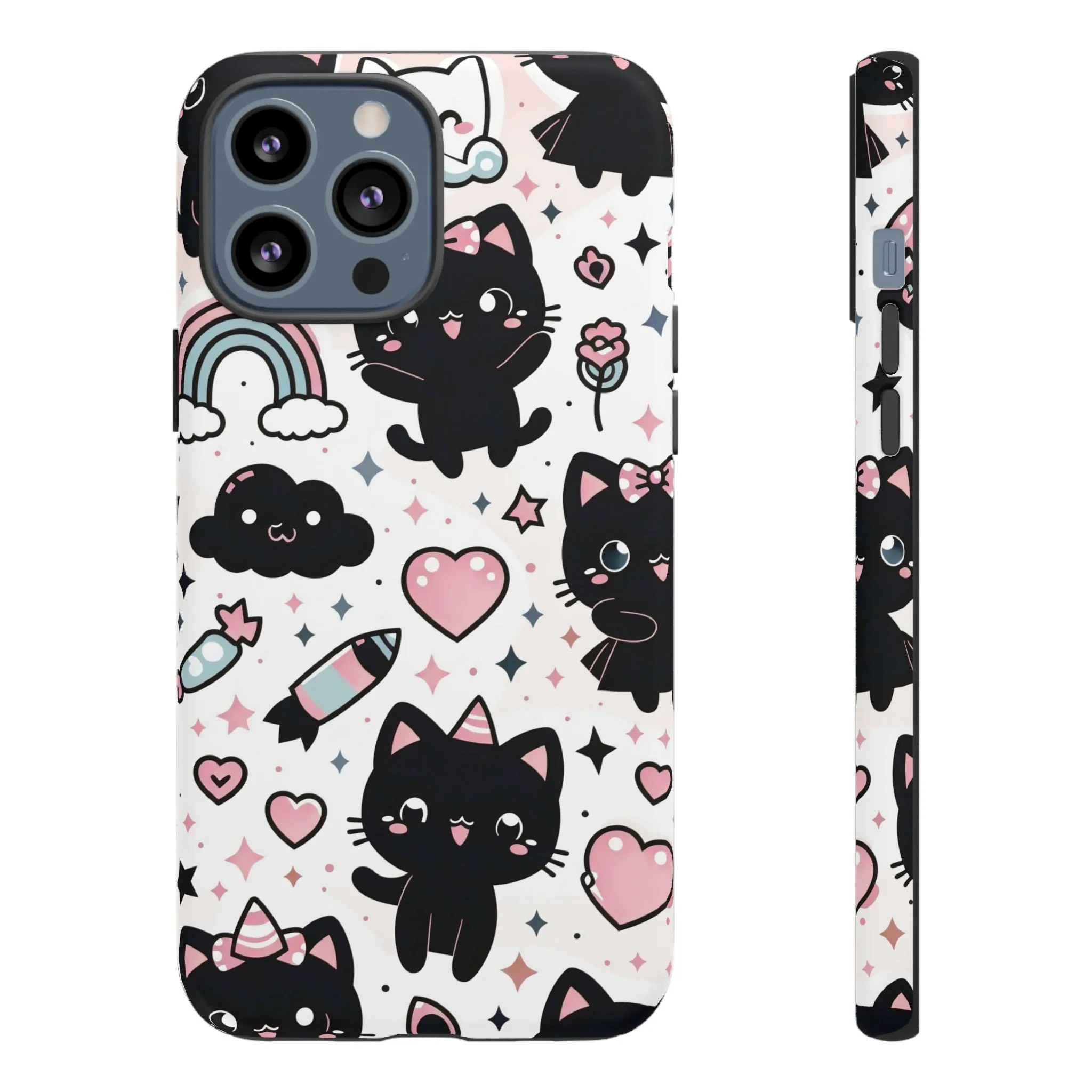 The Ultimate Kawaii Cell Phone Case: Spoil your phone with a pink background and black cats...because why not?