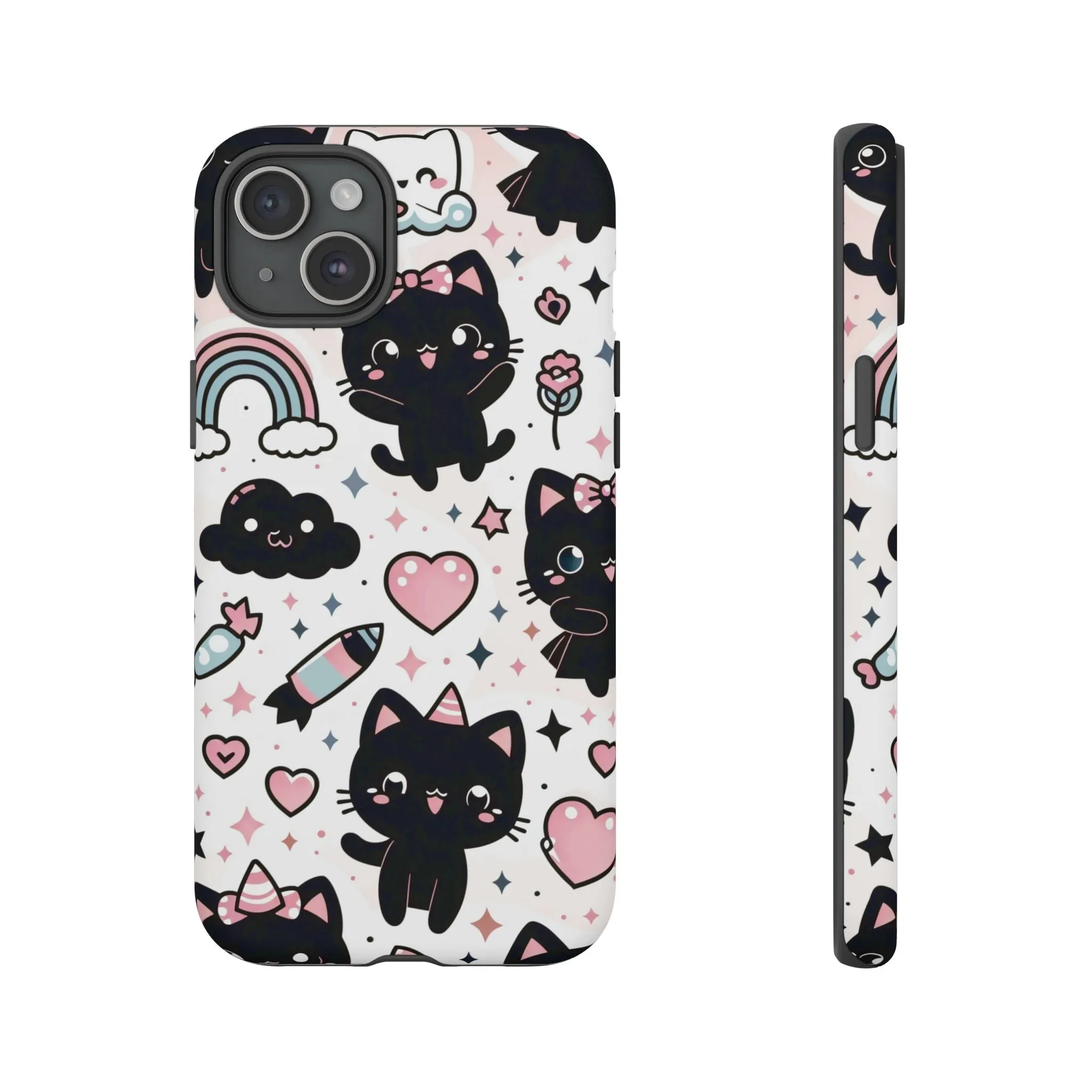 The Ultimate Kawaii Cell Phone Case: Spoil your phone with a pink background and black cats...because why not?