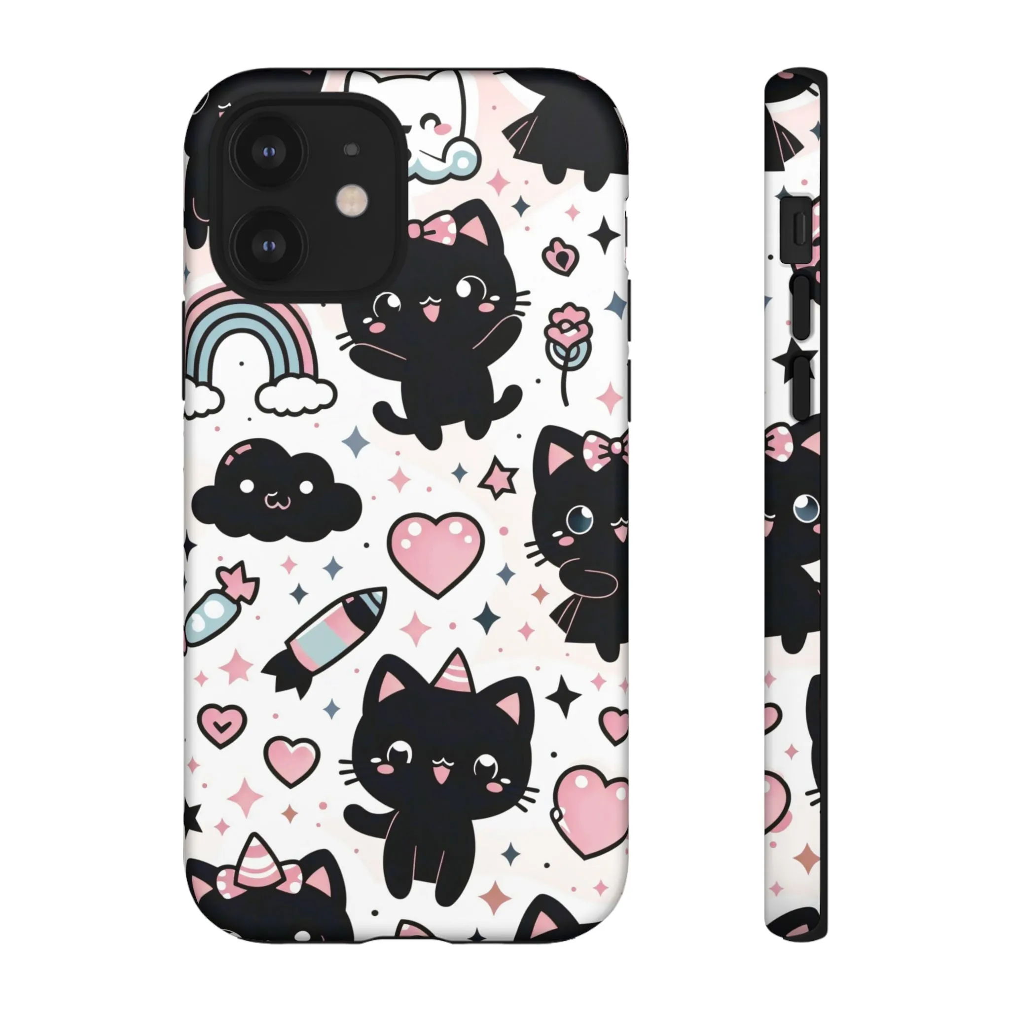 The Ultimate Kawaii Cell Phone Case: Spoil your phone with a pink background and black cats...because why not?