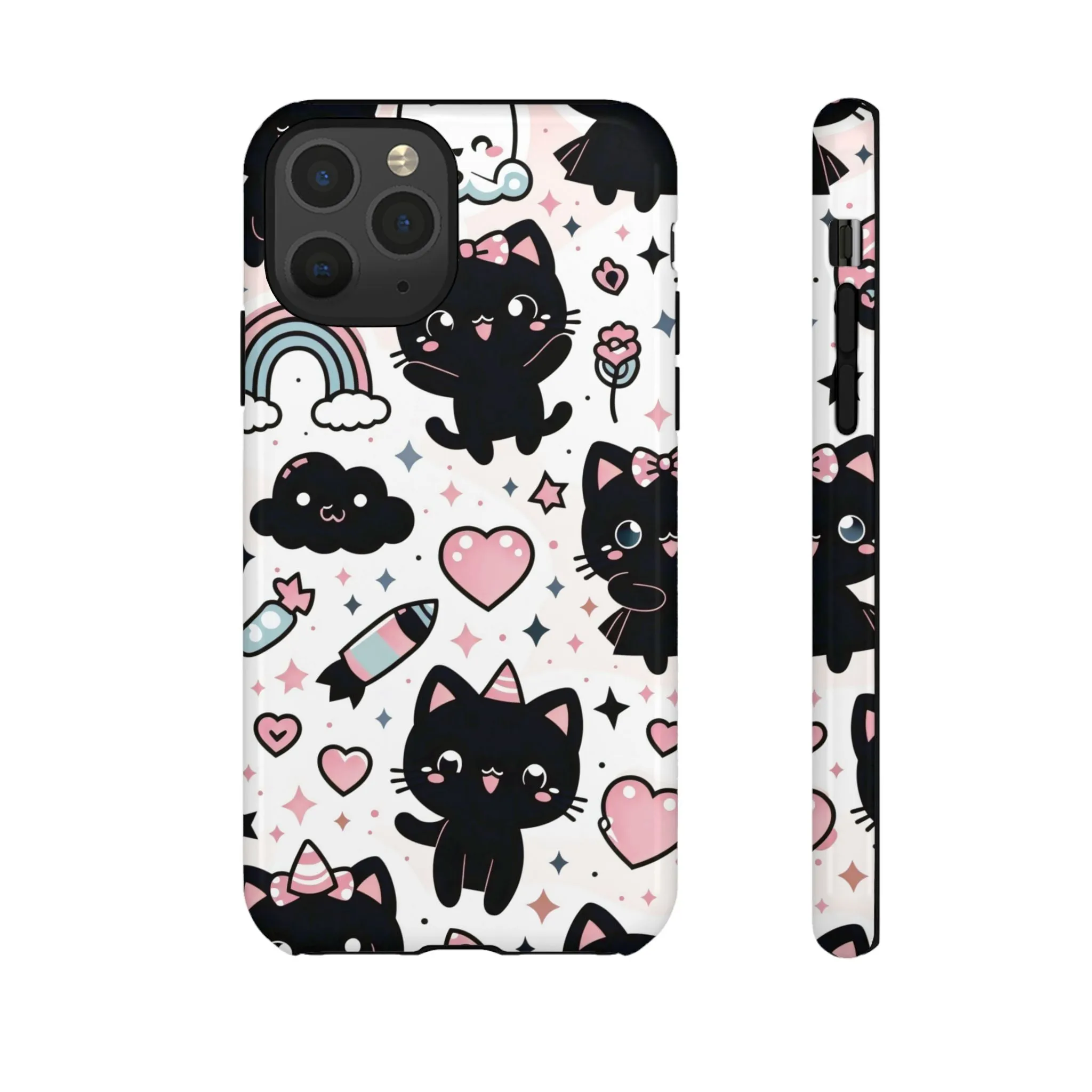 The Ultimate Kawaii Cell Phone Case: Spoil your phone with a pink background and black cats...because why not?