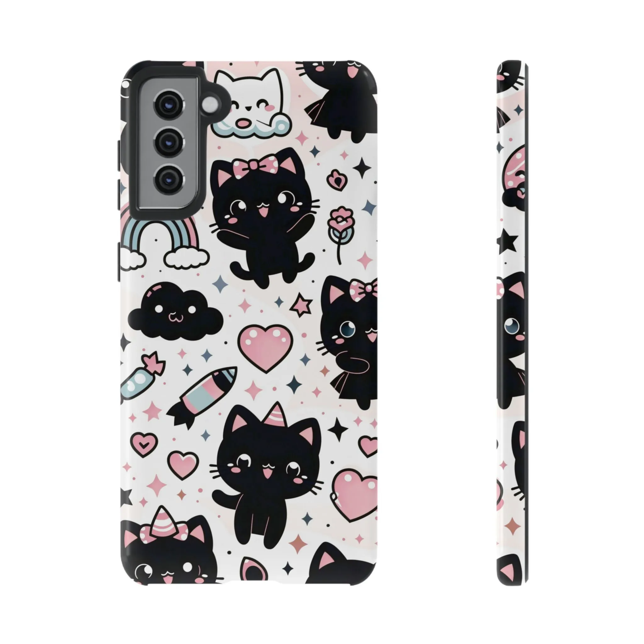 The Ultimate Kawaii Cell Phone Case: Spoil your phone with a pink background and black cats...because why not?