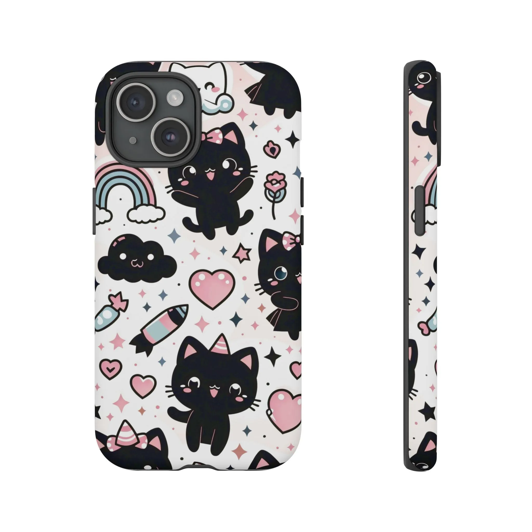 The Ultimate Kawaii Cell Phone Case: Spoil your phone with a pink background and black cats...because why not?