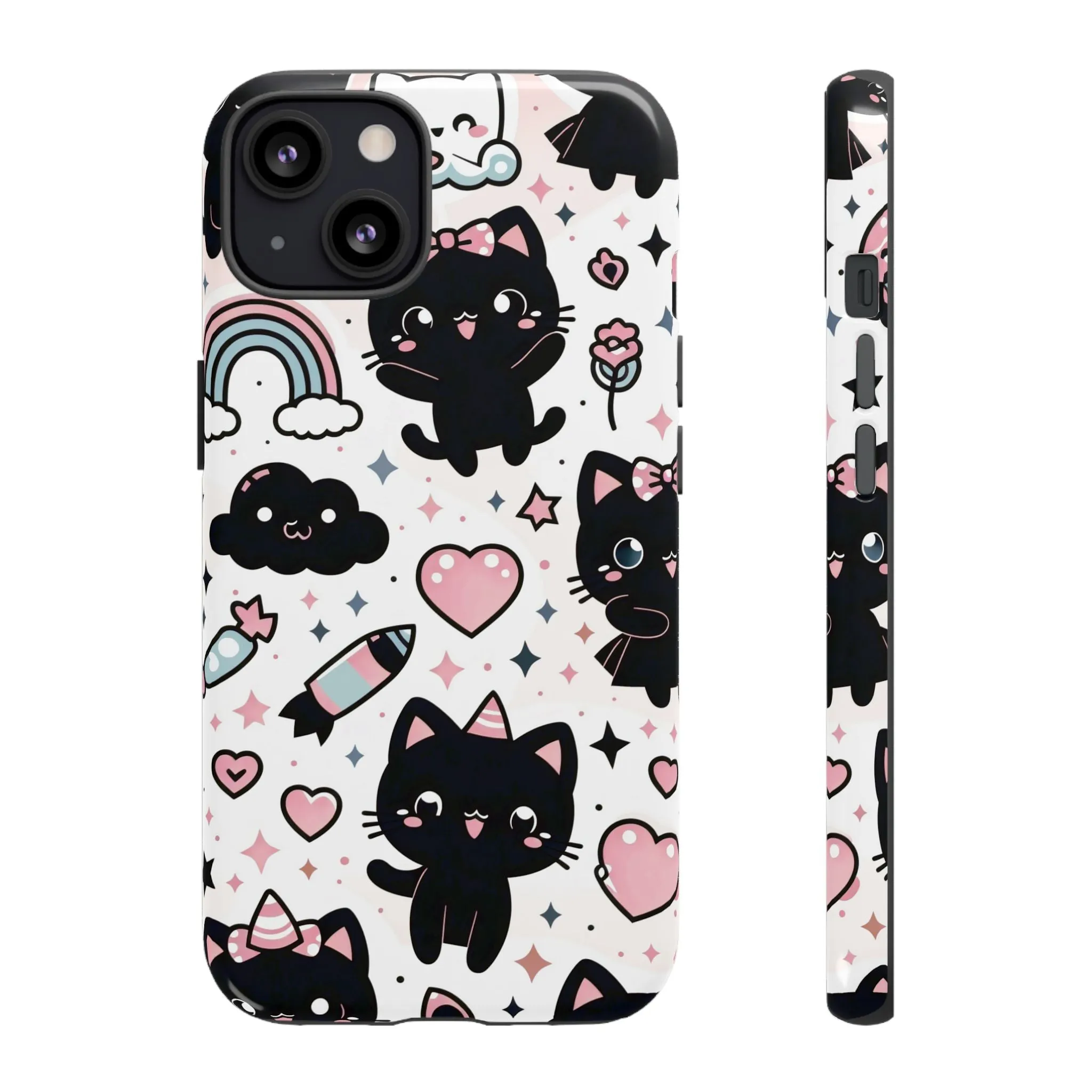 The Ultimate Kawaii Cell Phone Case: Spoil your phone with a pink background and black cats...because why not?