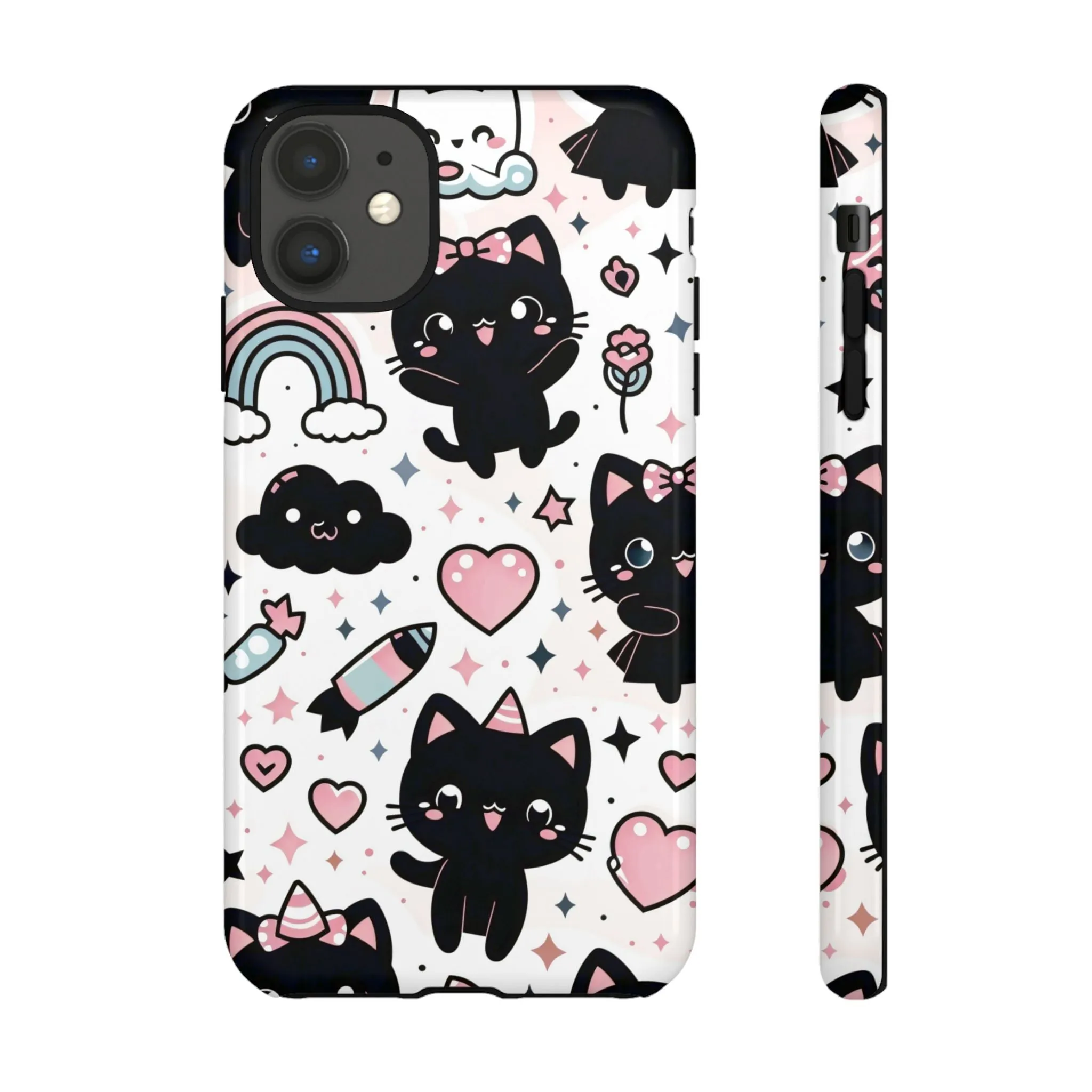 The Ultimate Kawaii Cell Phone Case: Spoil your phone with a pink background and black cats...because why not?