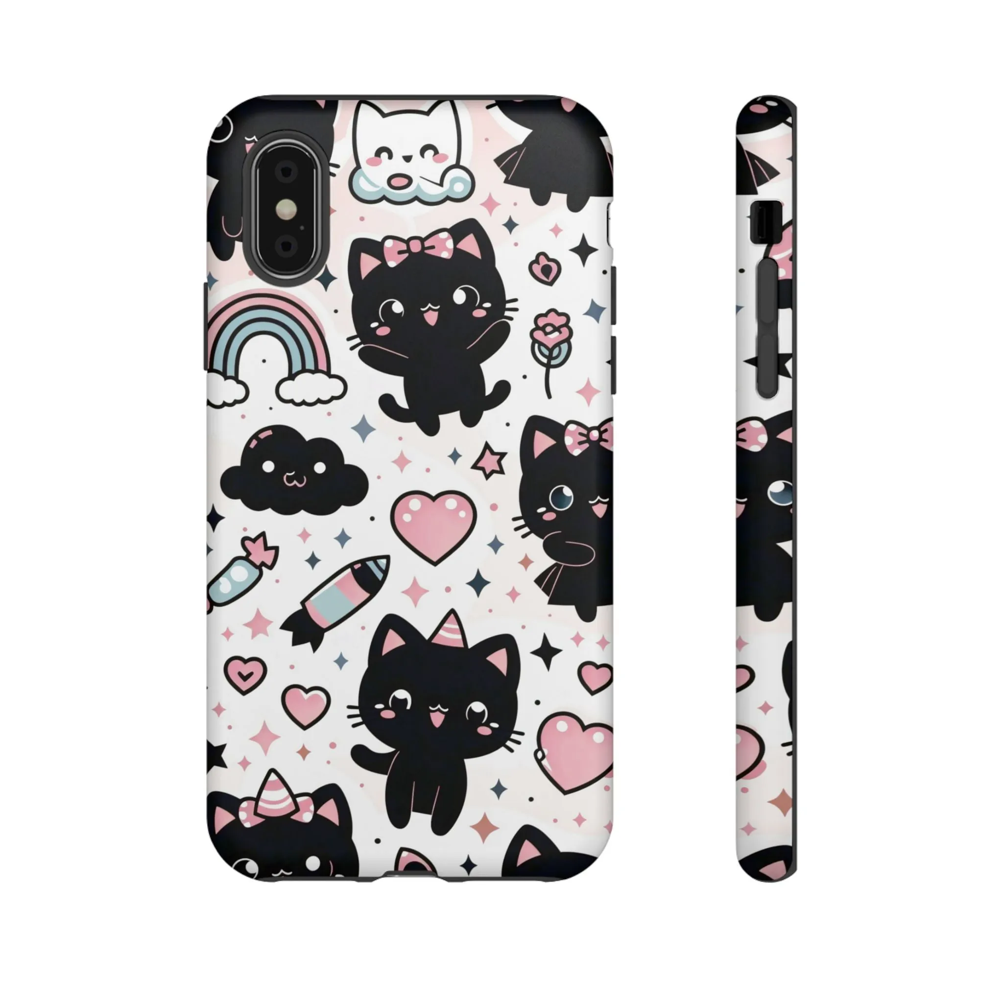 The Ultimate Kawaii Cell Phone Case: Spoil your phone with a pink background and black cats...because why not?