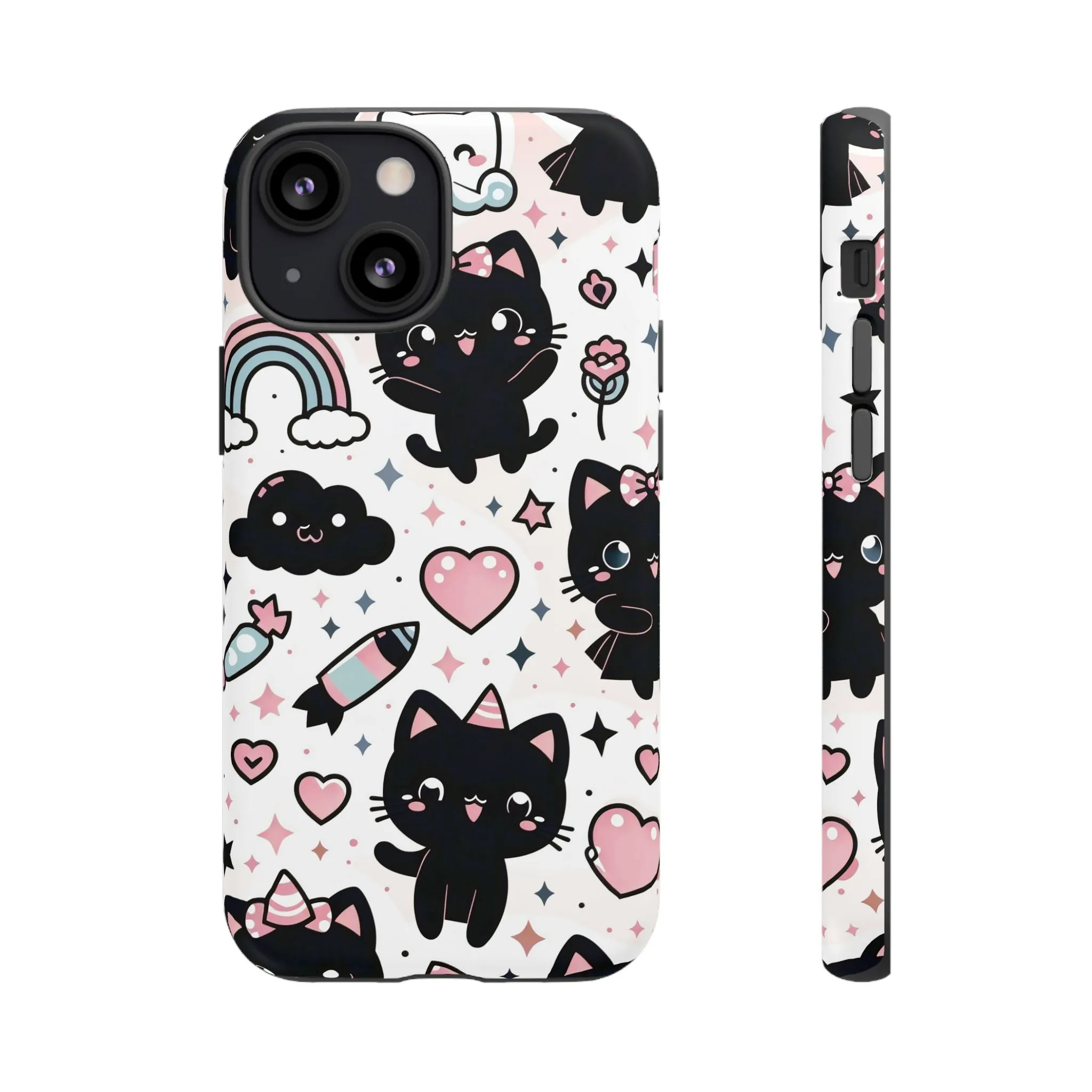 The Ultimate Kawaii Cell Phone Case: Spoil your phone with a pink background and black cats...because why not?