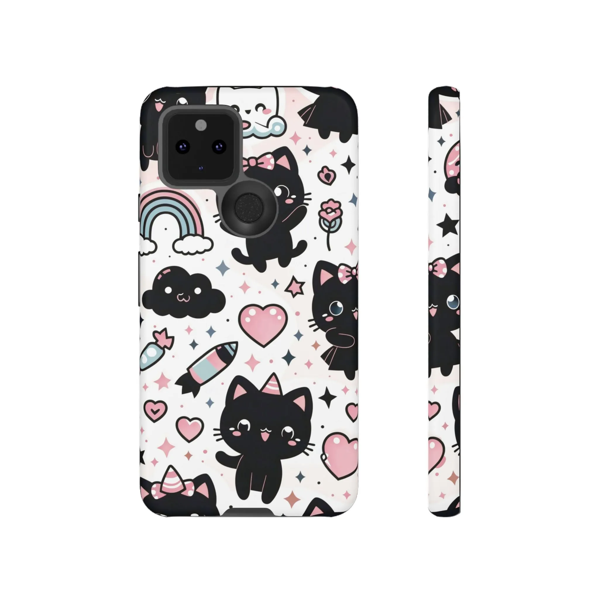 The Ultimate Kawaii Cell Phone Case: Spoil your phone with a pink background and black cats...because why not?