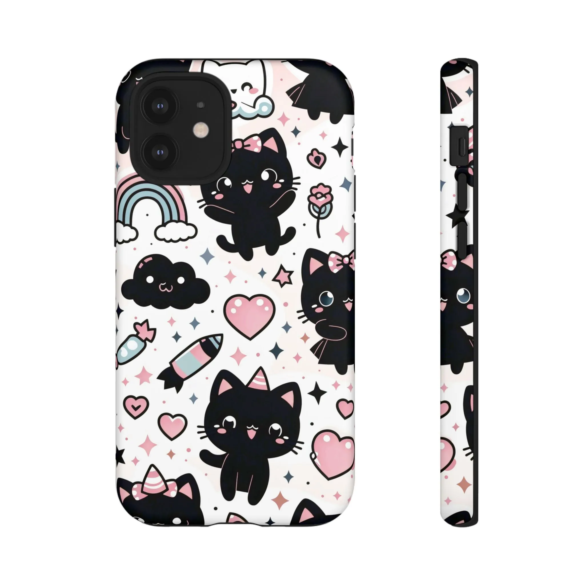 The Ultimate Kawaii Cell Phone Case: Spoil your phone with a pink background and black cats...because why not?