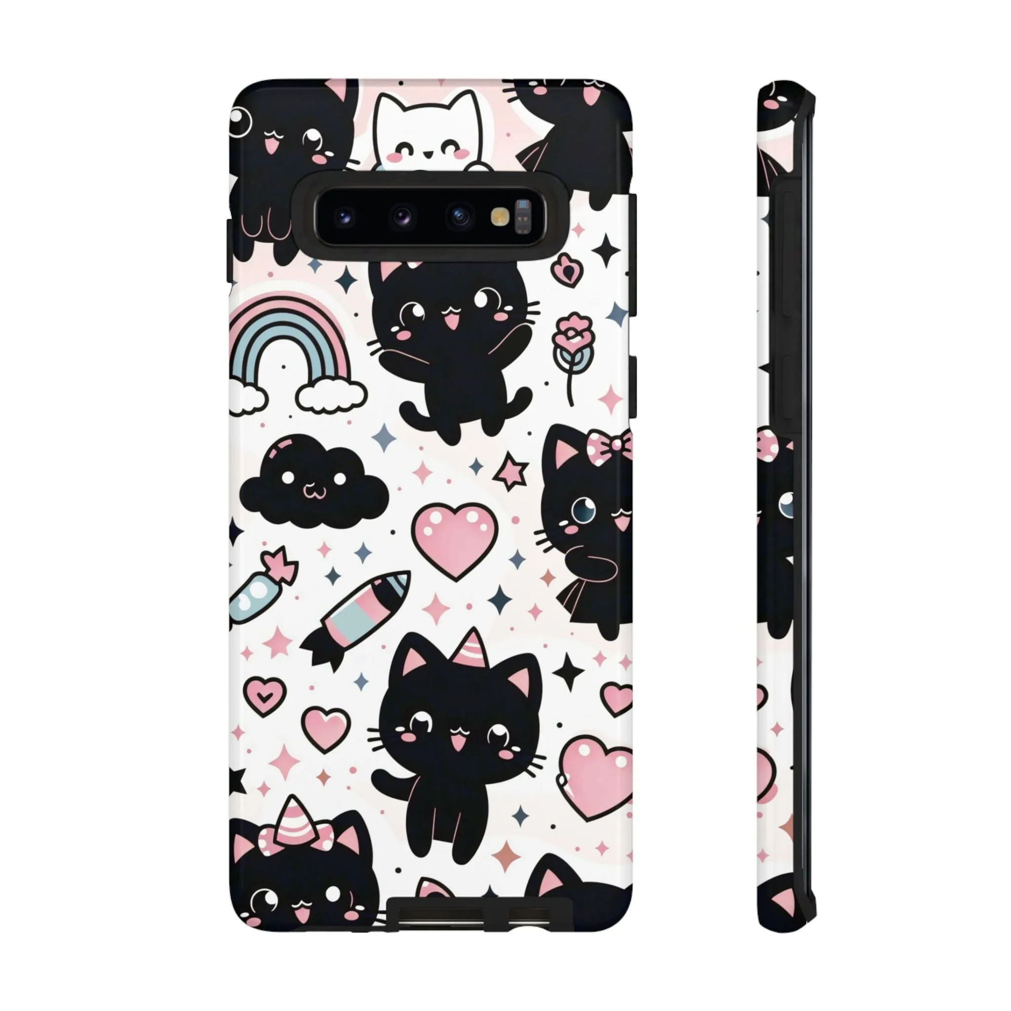 The Ultimate Kawaii Cell Phone Case: Spoil your phone with a pink background and black cats...because why not?