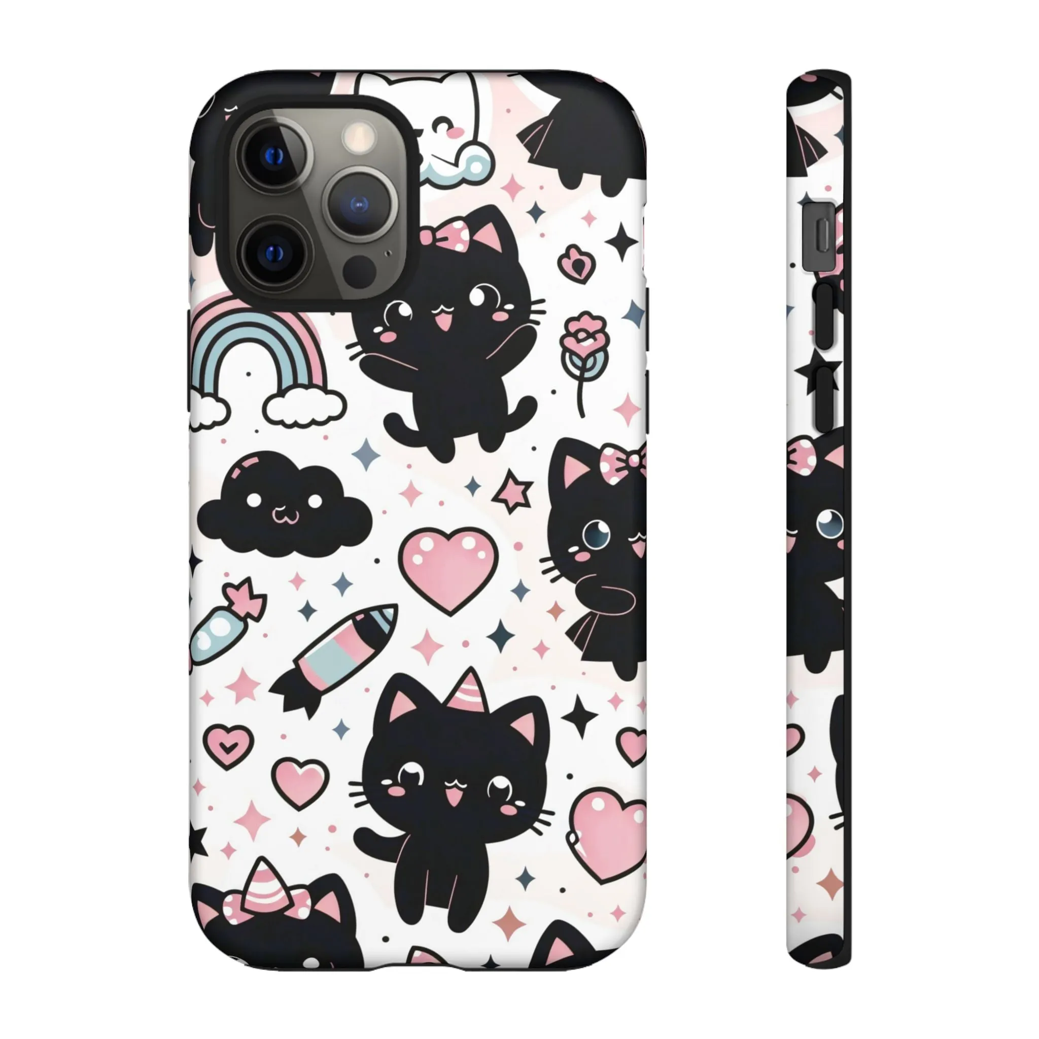 The Ultimate Kawaii Cell Phone Case: Spoil your phone with a pink background and black cats...because why not?